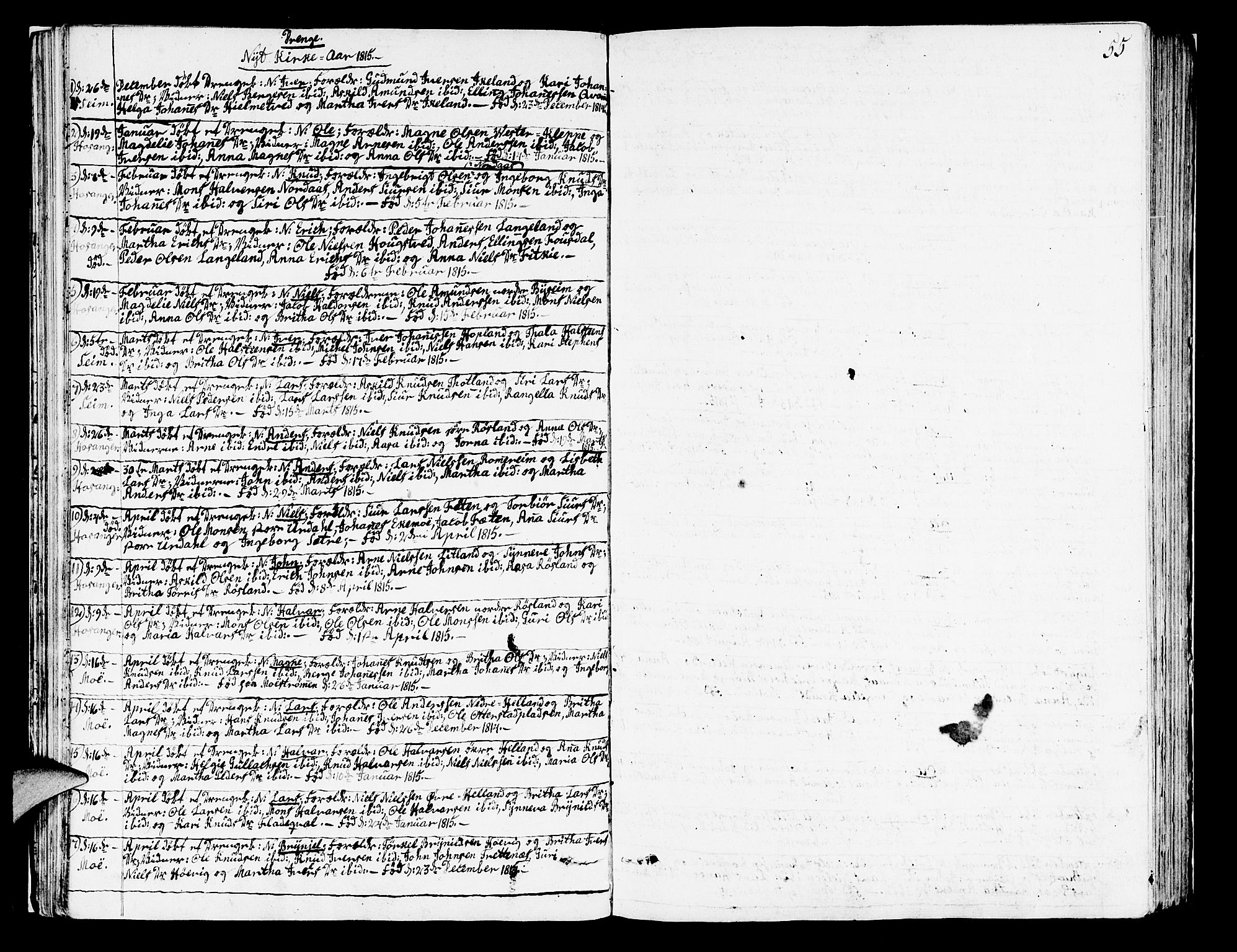 Hosanger sokneprestembete, AV/SAB-A-75801/H/Haa: Ministerialbok nr. A 4, 1811-1821, s. 55