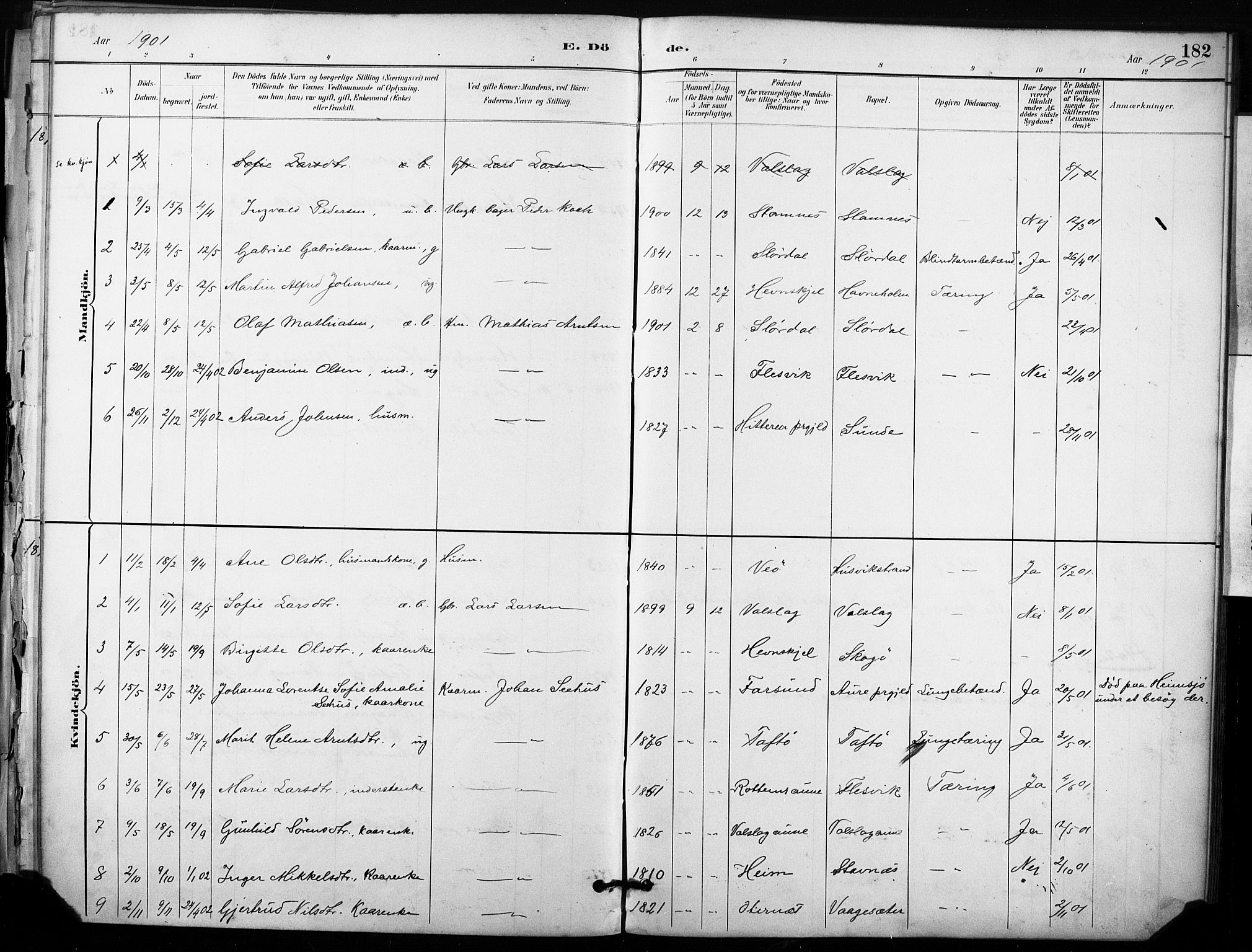 Ministerialprotokoller, klokkerbøker og fødselsregistre - Sør-Trøndelag, AV/SAT-A-1456/633/L0518: Ministerialbok nr. 633A01, 1884-1906, s. 182