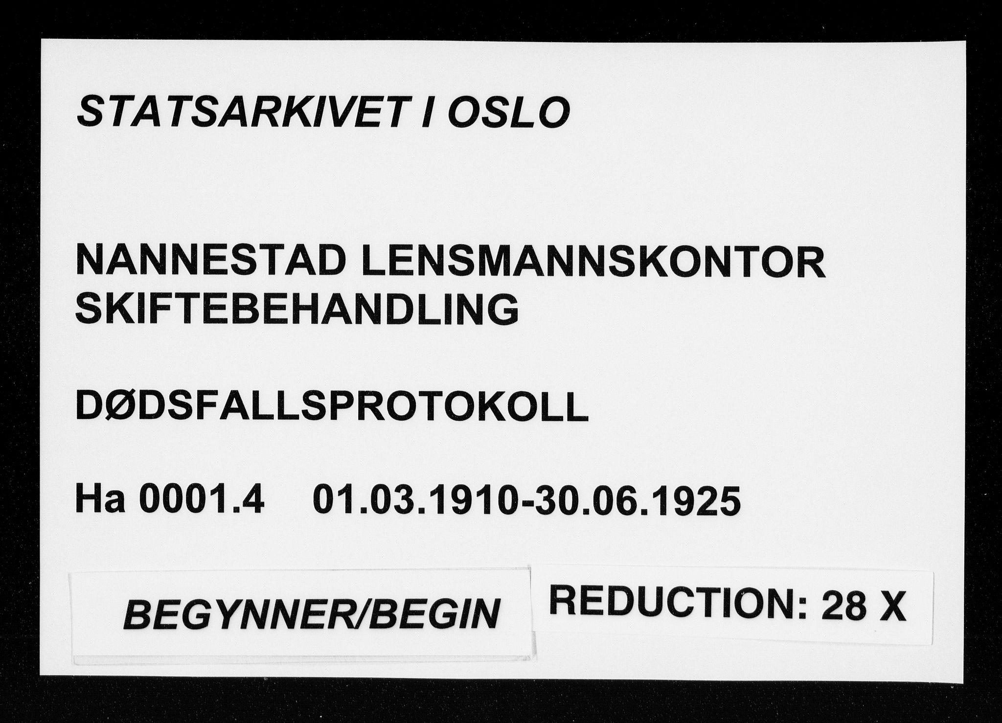 Nannestad lensmannskontor, AV/SAO-A-10922/H/Ha/L0001: Dødsfallsprotokoller, 1910-1925