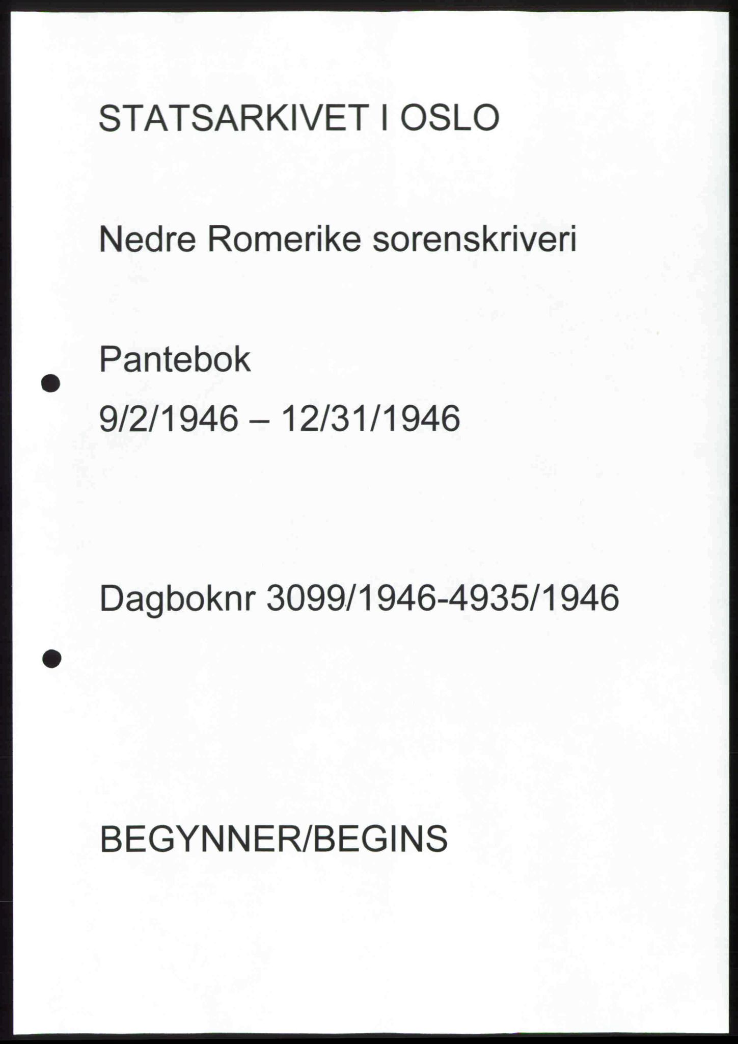 Nedre Romerike sorenskriveri, AV/SAO-A-10469/G/Gb/Gbd/L0017: Pantebok nr. 17, 1946-1946