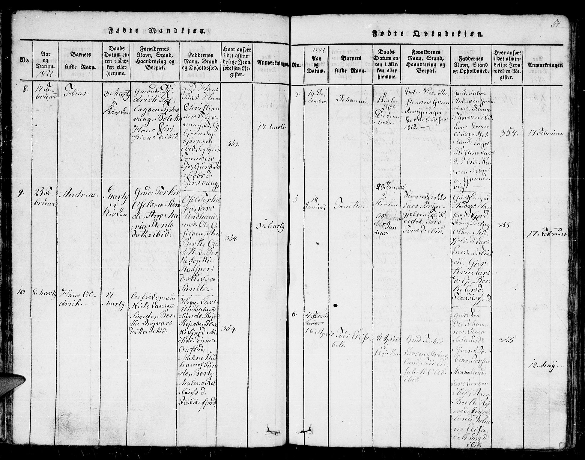 Flekkefjord sokneprestkontor, AV/SAK-1111-0012/F/Fb/Fbc/L0003: Klokkerbok nr. B 3, 1815-1826, s. 54