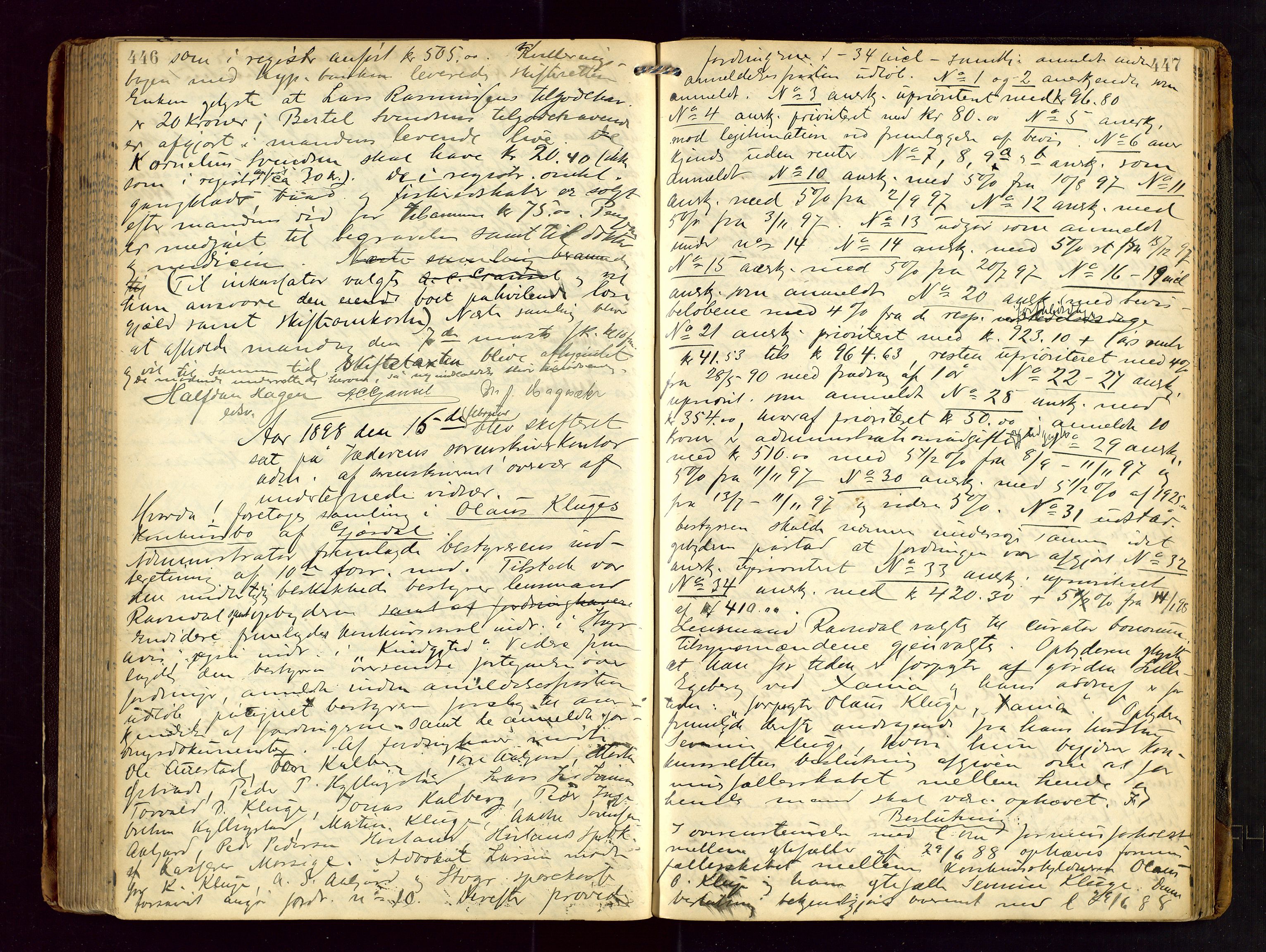 Jæren sorenskriveri, AV/SAST-A-100310/01/5/50/50BA/L0005: SKIFTEFORHANDLINGSPROTOKOLL, 1893-1901, s. 446-447