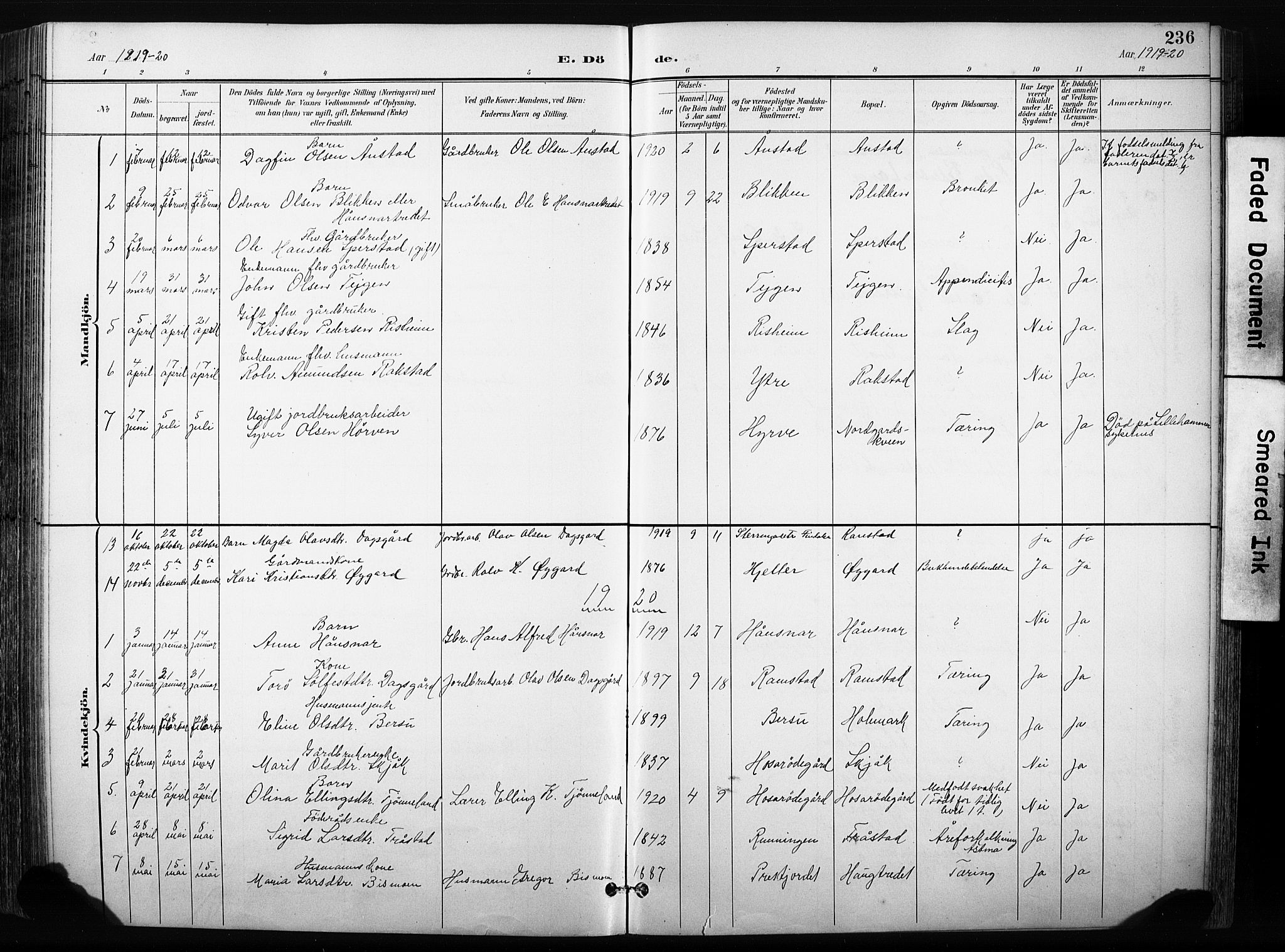 Skjåk prestekontor, AV/SAH-PREST-072/H/Ha/Hab/L0003: Klokkerbok nr. 3, 1893-1932, s. 236