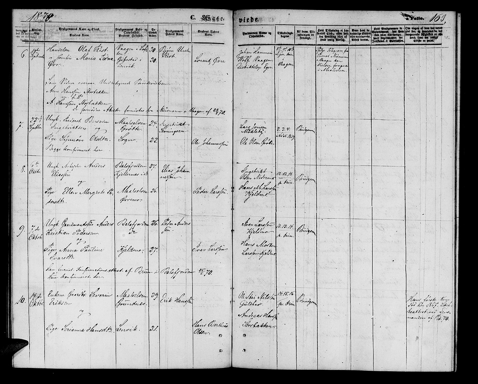 Målselv sokneprestembete, AV/SATØ-S-1311/G/Ga/Gab/L0002klokker: Klokkerbok nr. 2, 1865-1873, s. 163