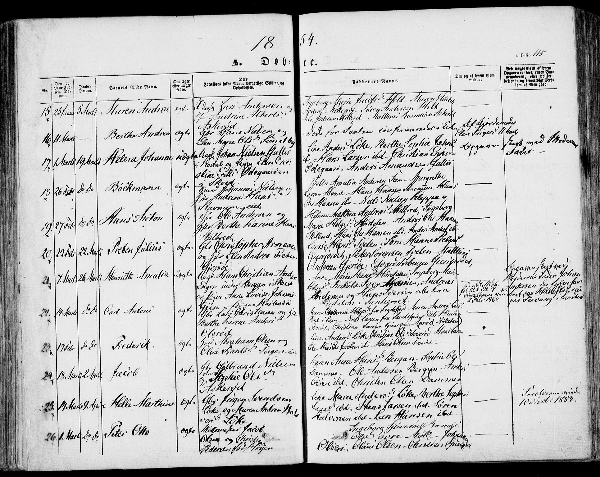 Stokke kirkebøker, AV/SAKO-A-320/F/Fa/L0007: Ministerialbok nr. I 7, 1844-1857, s. 115