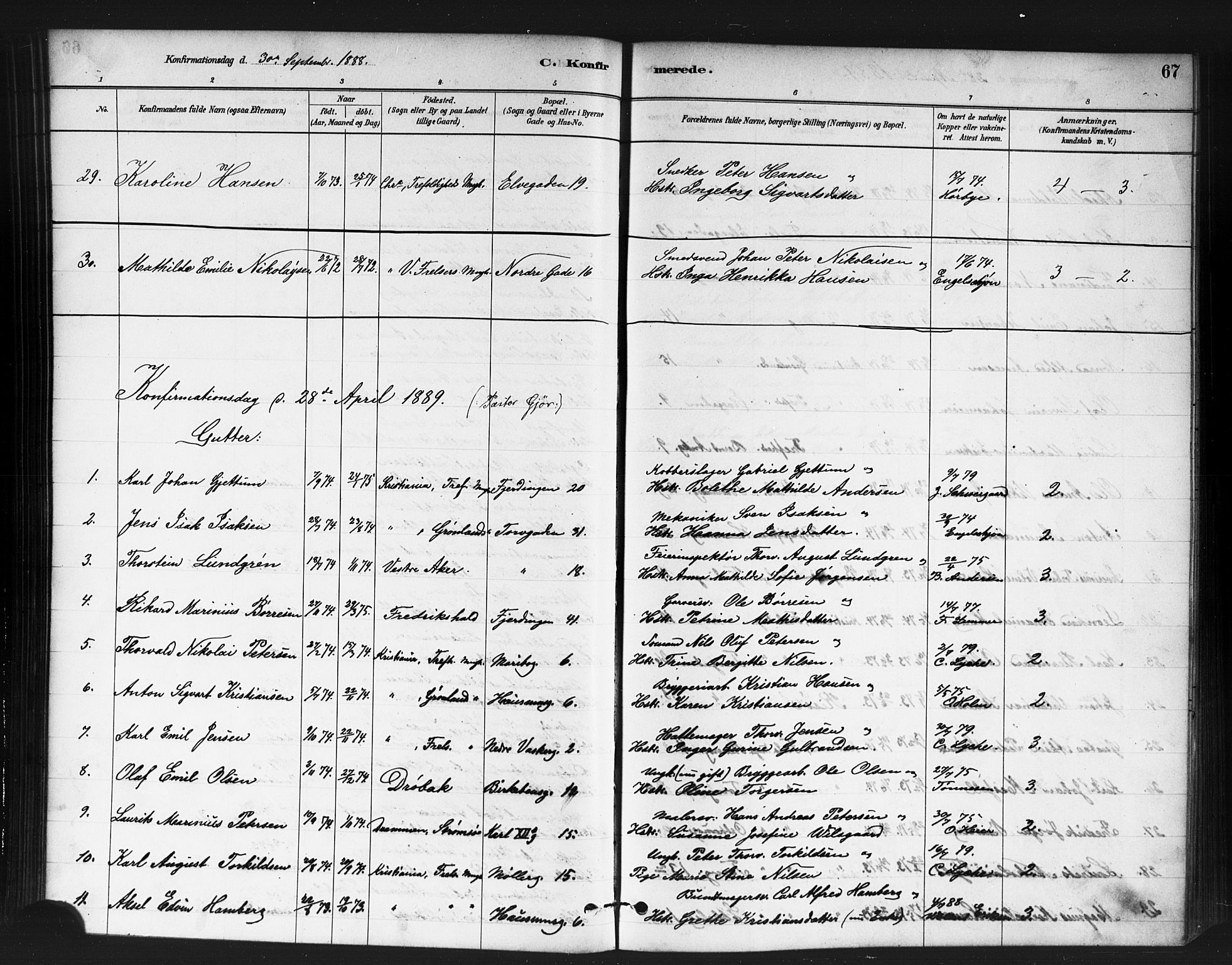 Jakob prestekontor Kirkebøker, AV/SAO-A-10850/F/Fa/L0004: Ministerialbok nr. 4, 1880-1894, s. 67