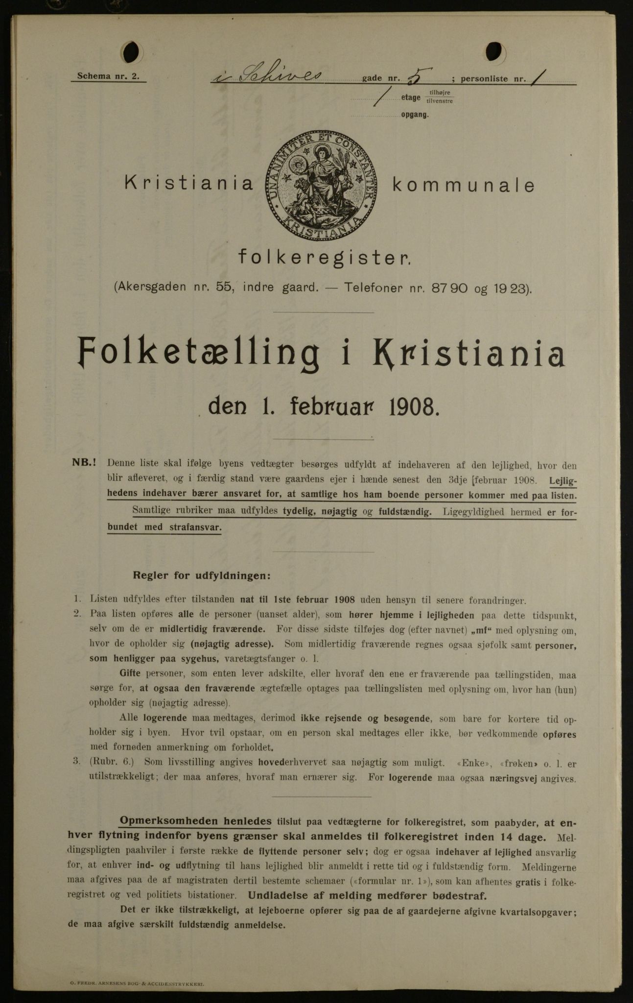 OBA, Kommunal folketelling 1.2.1908 for Kristiania kjøpstad, 1908, s. 80733