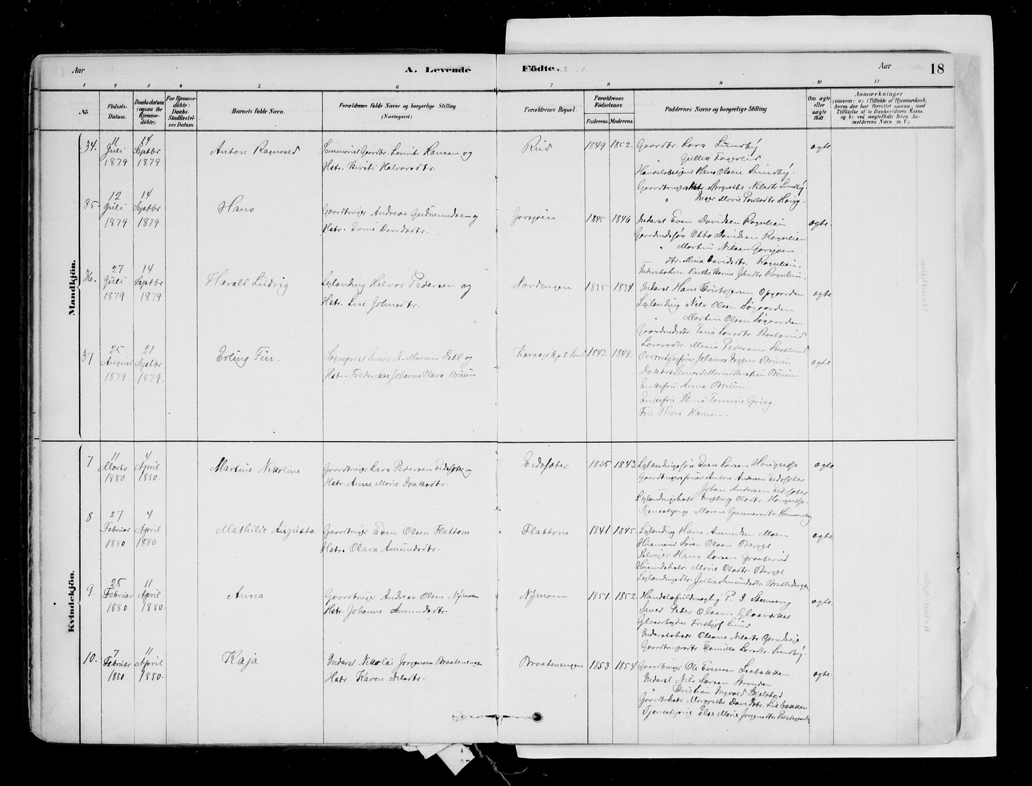 Hurdal prestekontor Kirkebøker, AV/SAO-A-10889/F/Fa/L0007: Ministerialbok nr. I 7, 1878-1906, s. 18
