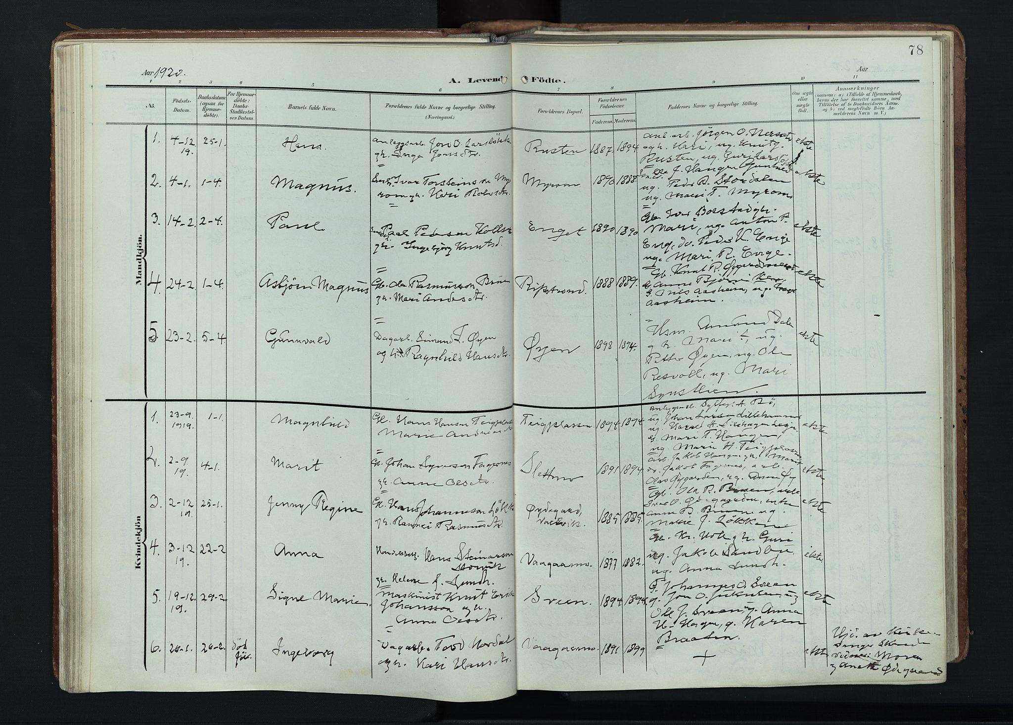Vågå prestekontor, AV/SAH-PREST-076/H/Ha/Haa/L0011: Ministerialbok nr. 11, 1905-1924, s. 78