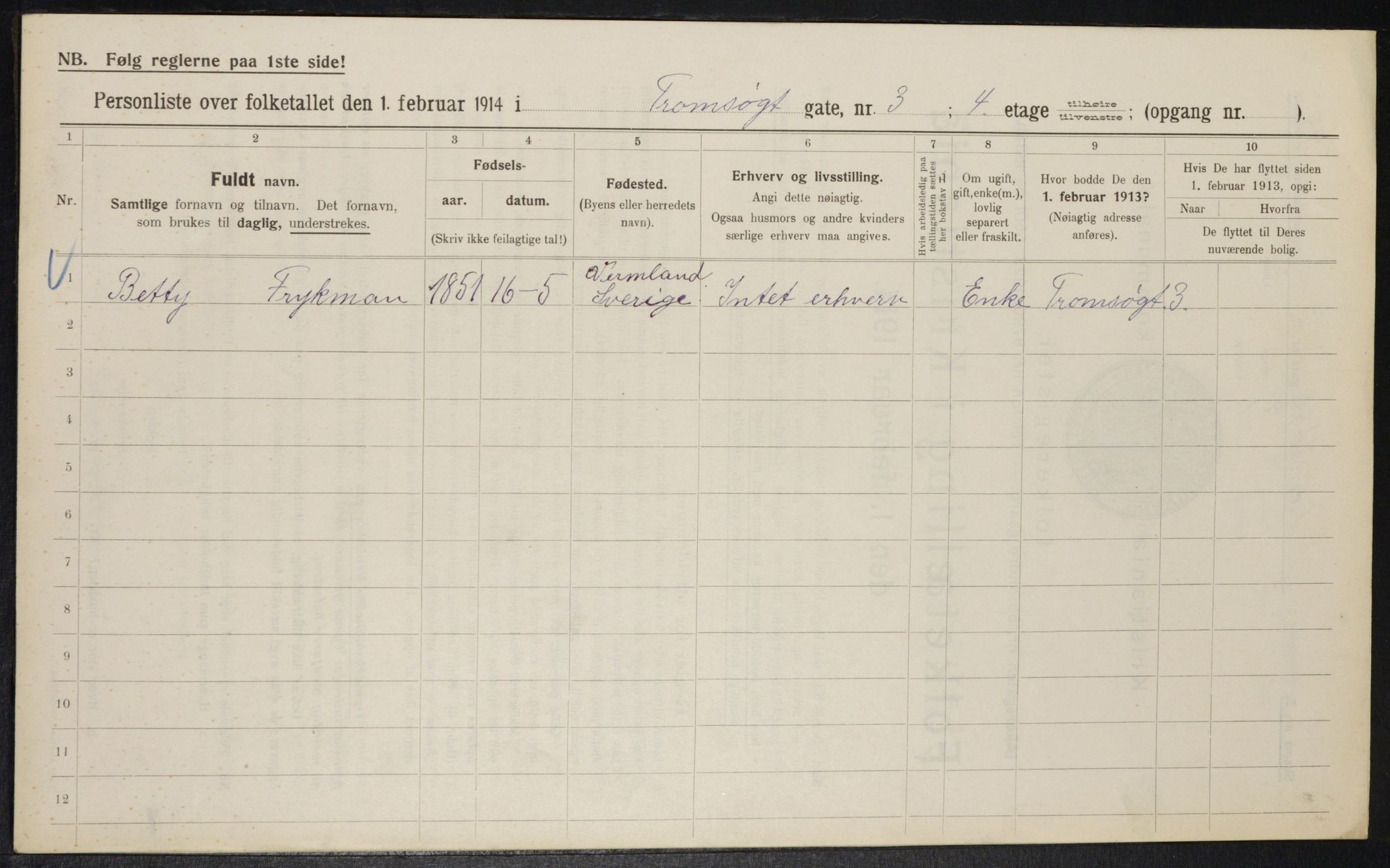 OBA, Kommunal folketelling 1.2.1914 for Kristiania, 1914, s. 116422