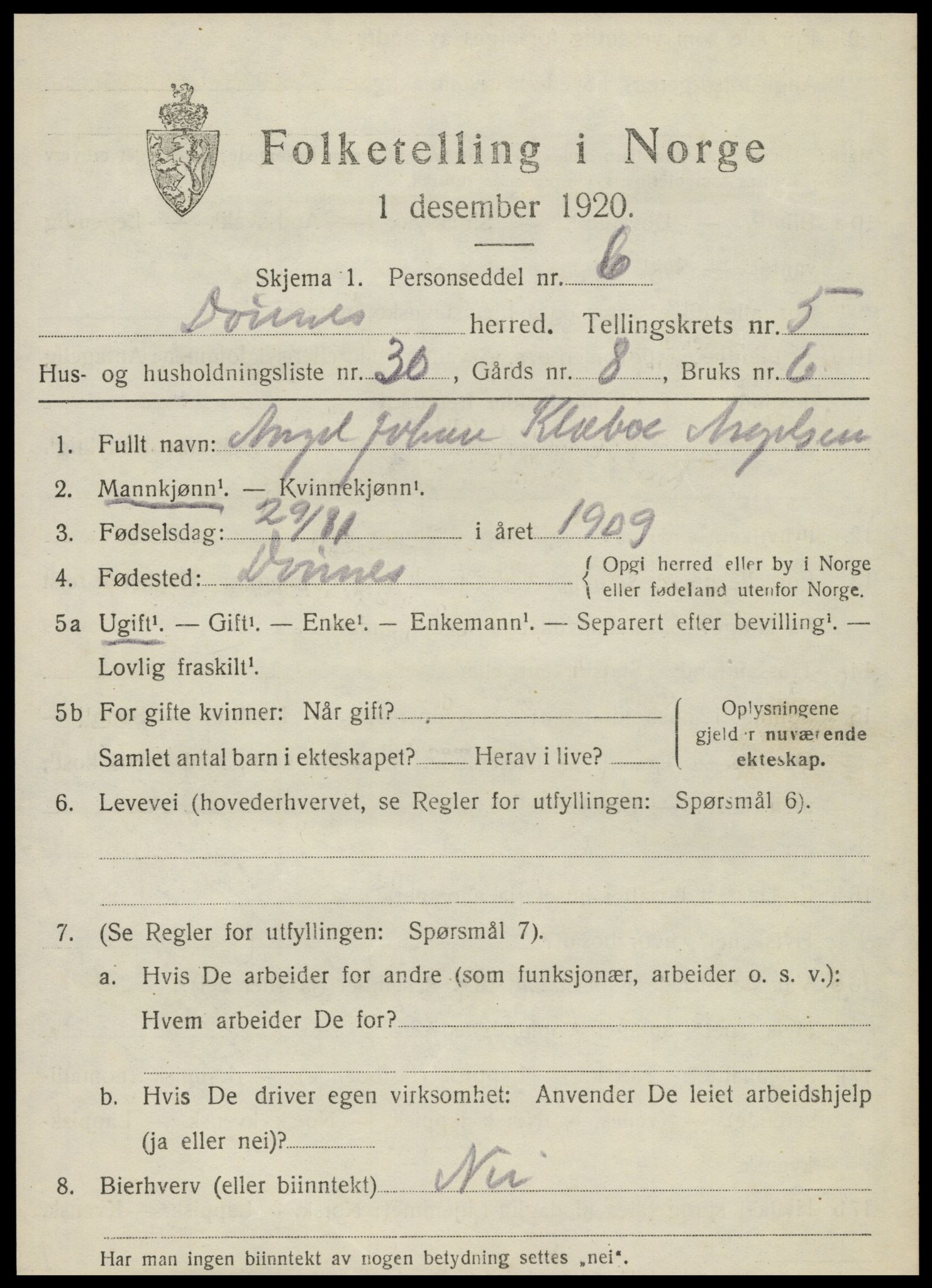 SAT, Folketelling 1920 for 1827 Dønnes herred, 1920, s. 3226
