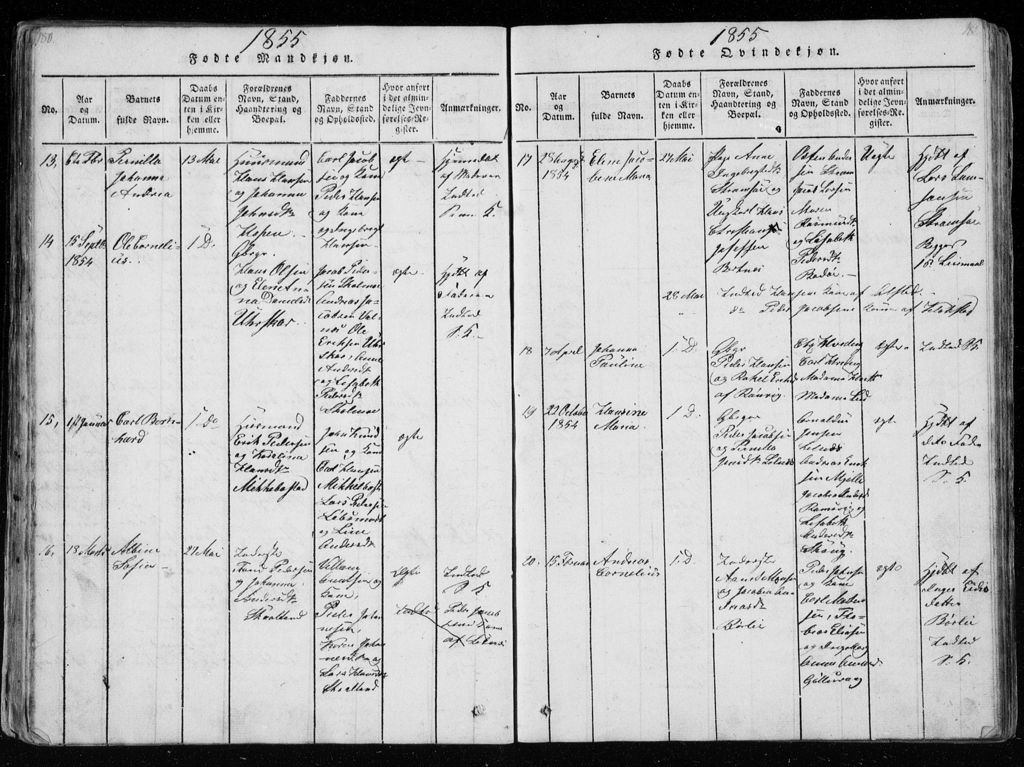 Ministerialprotokoller, klokkerbøker og fødselsregistre - Nordland, AV/SAT-A-1459/801/L0026: Klokkerbok nr. 801C01, 1820-1855, s. 180-181