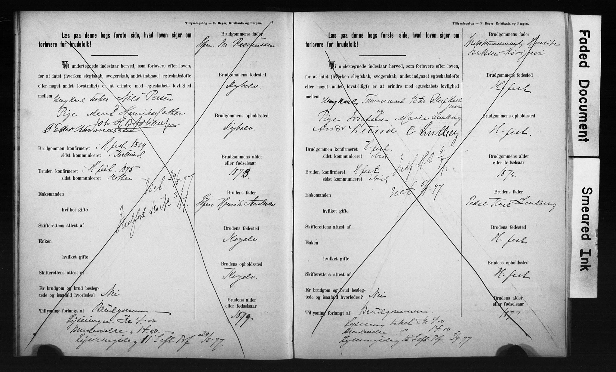 Hammerfest sokneprestkontor, AV/SATØ-S-1347/I/Ib/L0070/0004: Lysningsprotokoll nr. 70.4, 1896-1899