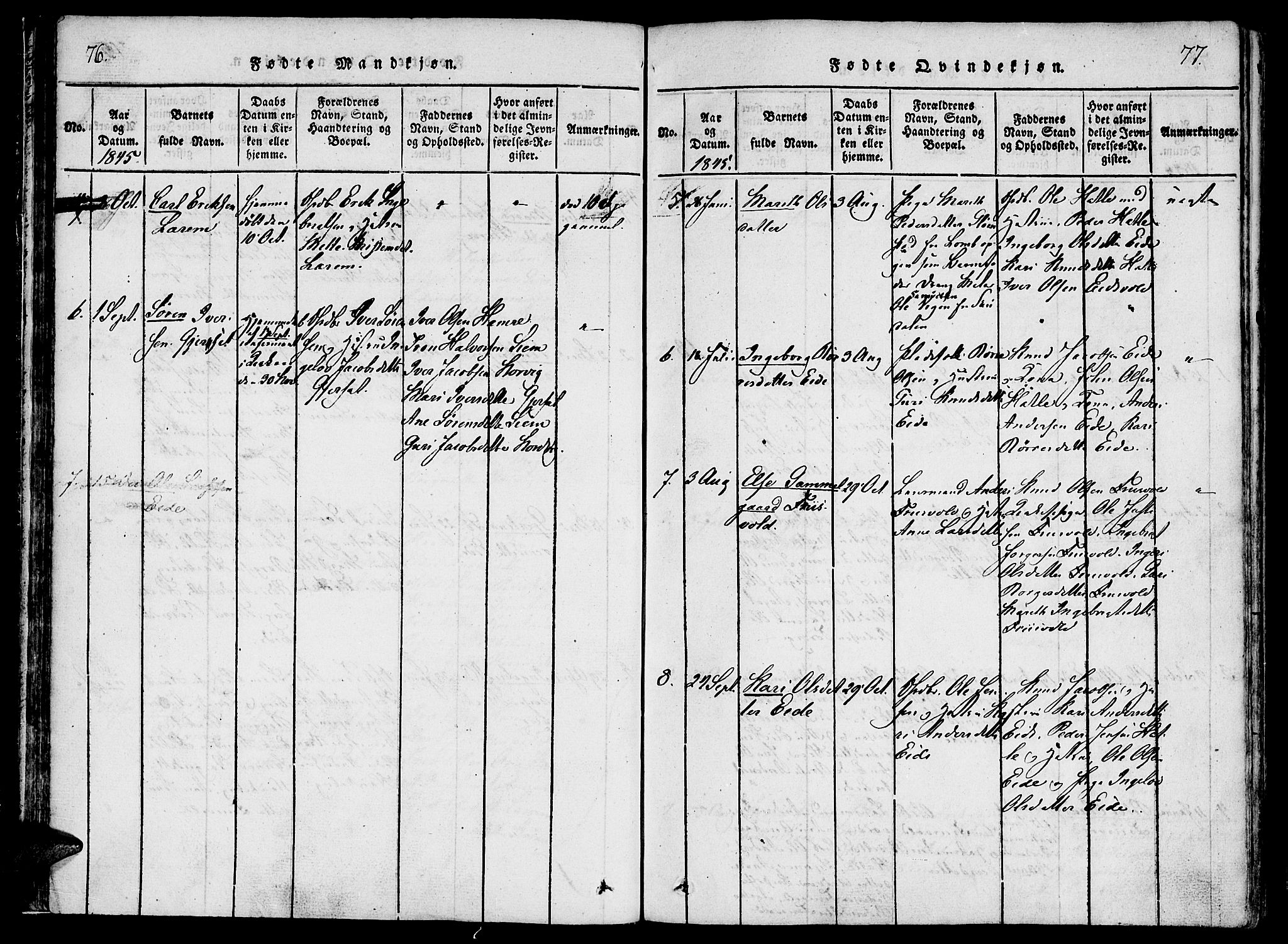 Ministerialprotokoller, klokkerbøker og fødselsregistre - Møre og Romsdal, AV/SAT-A-1454/542/L0551: Ministerialbok nr. 542A01, 1818-1853, s. 76-77