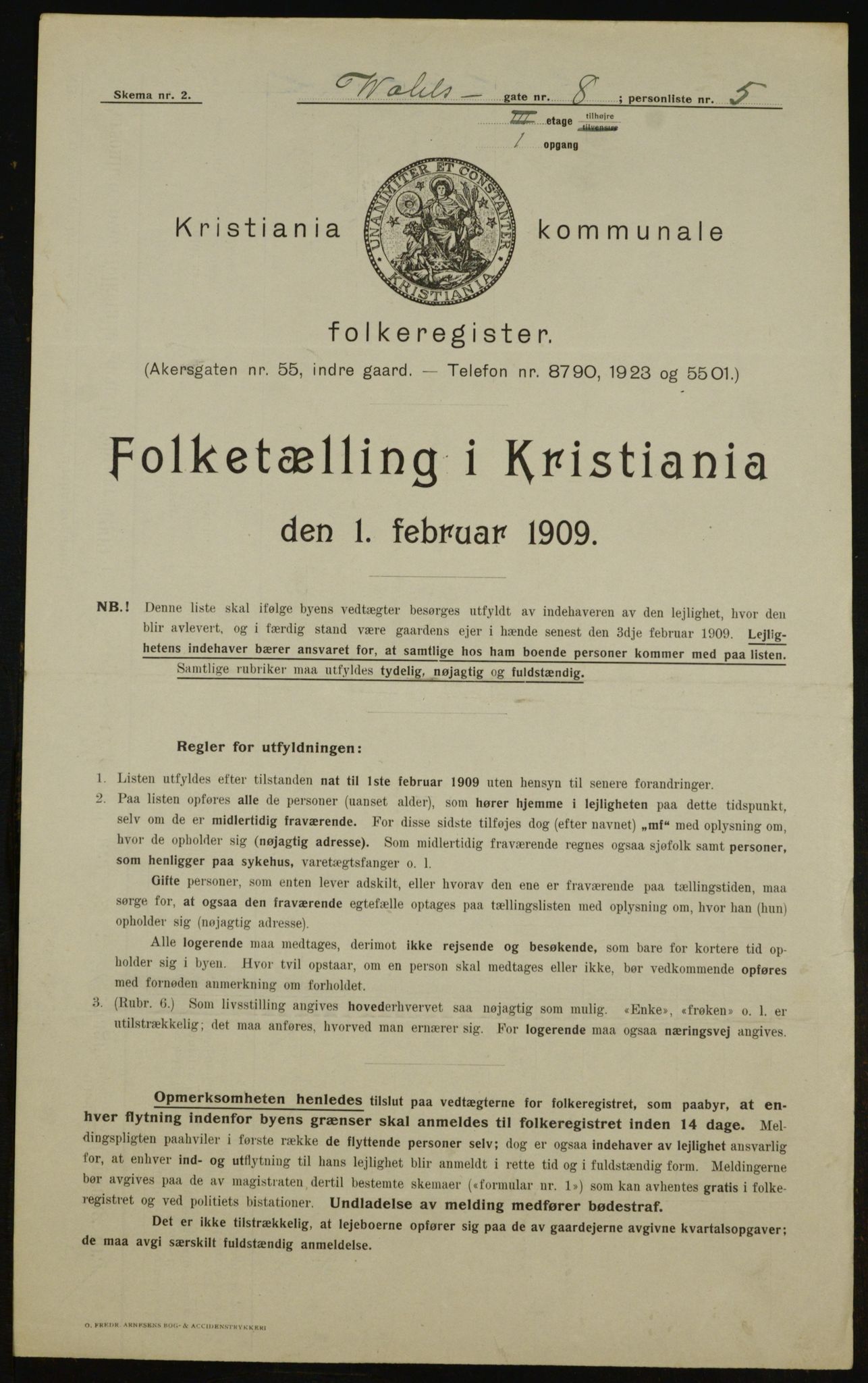 OBA, Kommunal folketelling 1.2.1909 for Kristiania kjøpstad, 1909, s. 110323