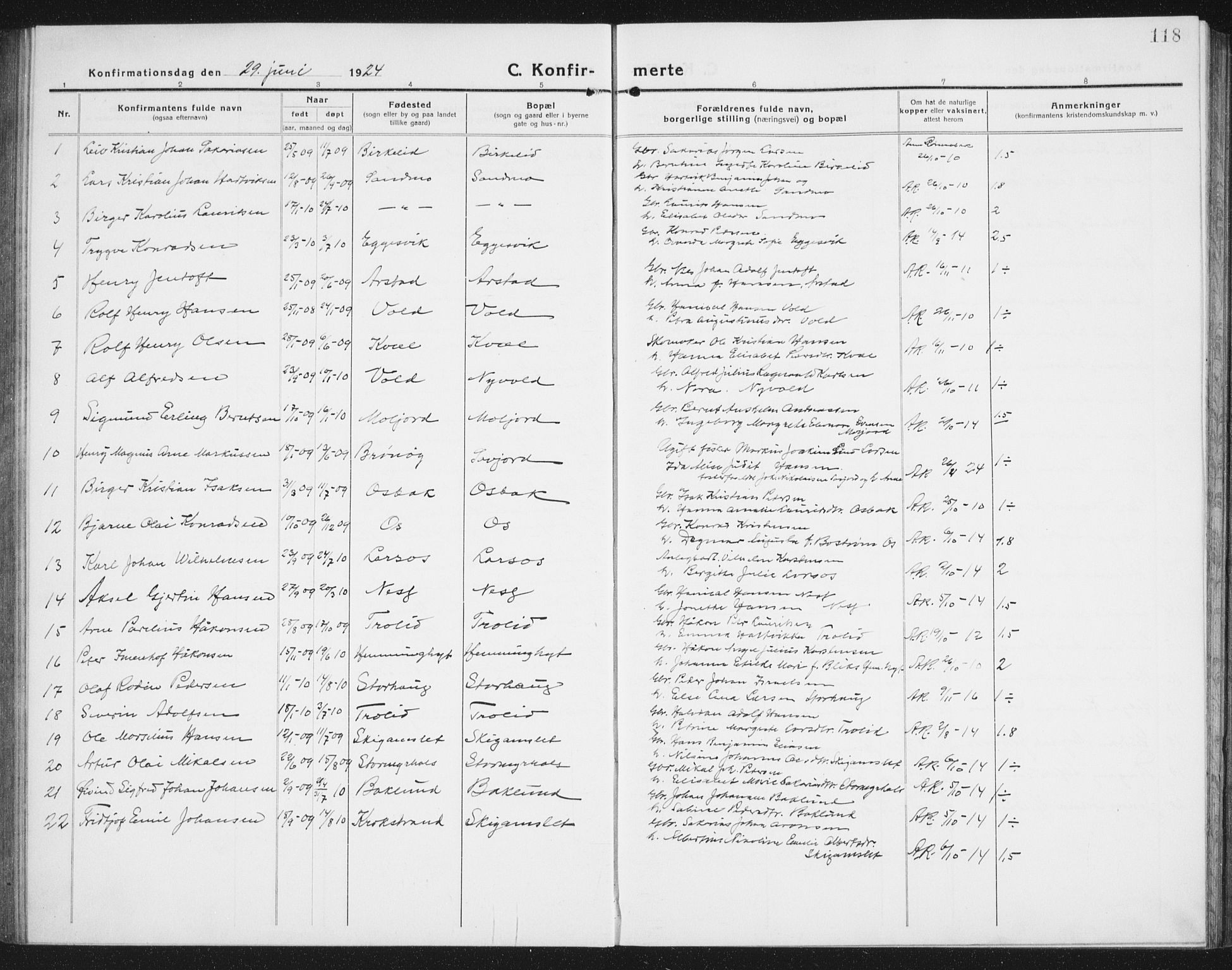 Ministerialprotokoller, klokkerbøker og fødselsregistre - Nordland, AV/SAT-A-1459/846/L0656: Klokkerbok nr. 846C06, 1917-1936, s. 118