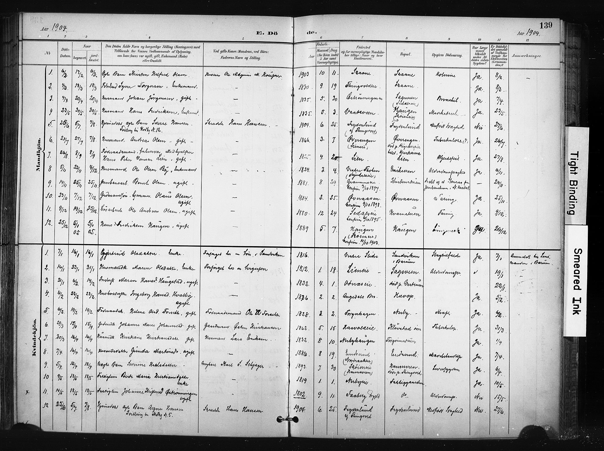 Søndre Land prestekontor, SAH/PREST-122/K/L0004: Ministerialbok nr. 4, 1895-1904, s. 139