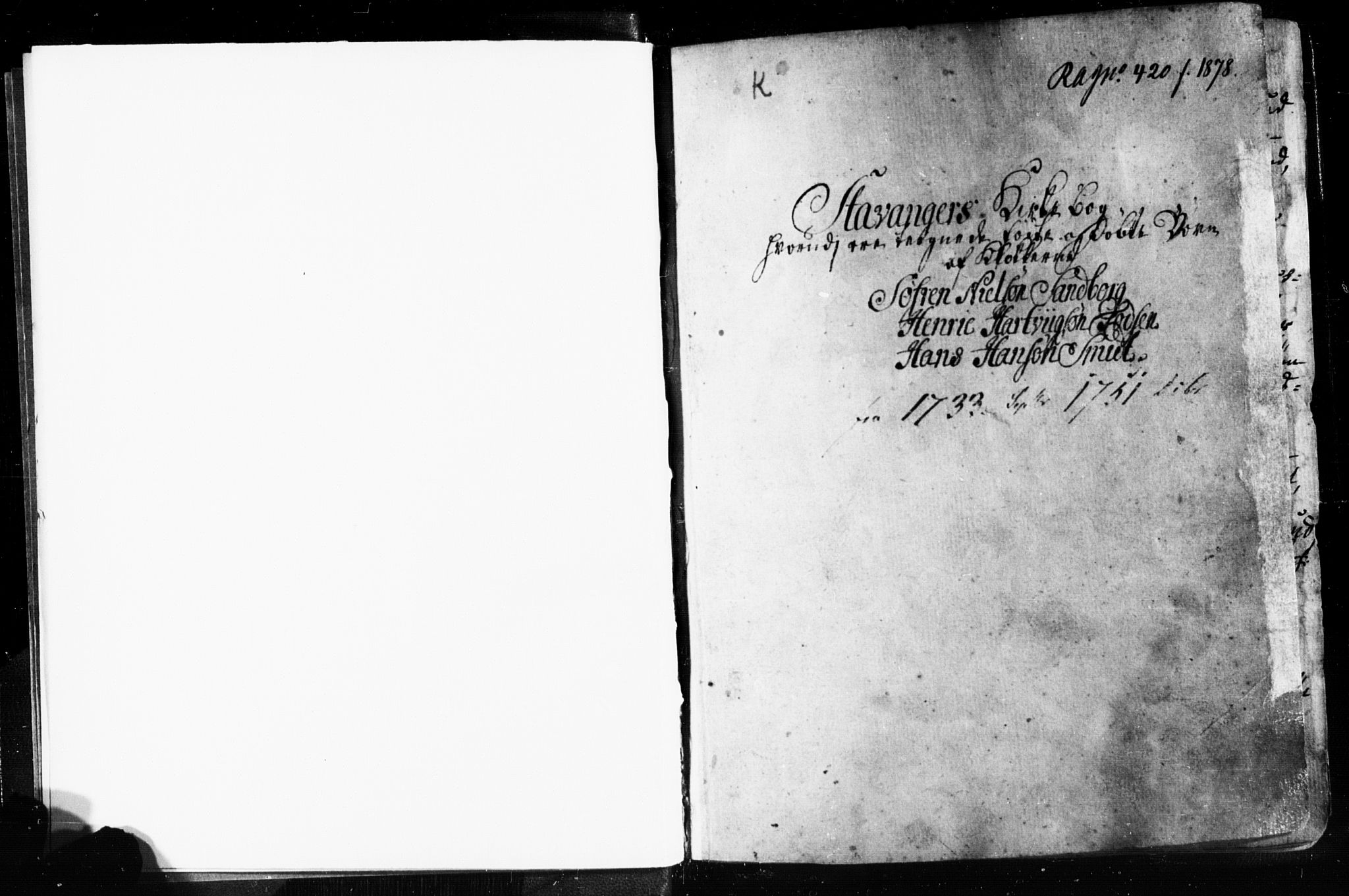 Domkirken sokneprestkontor, AV/SAST-A-101812/001/30/30BB/L0003: Klokkerbok nr. B 3, 1733-1751