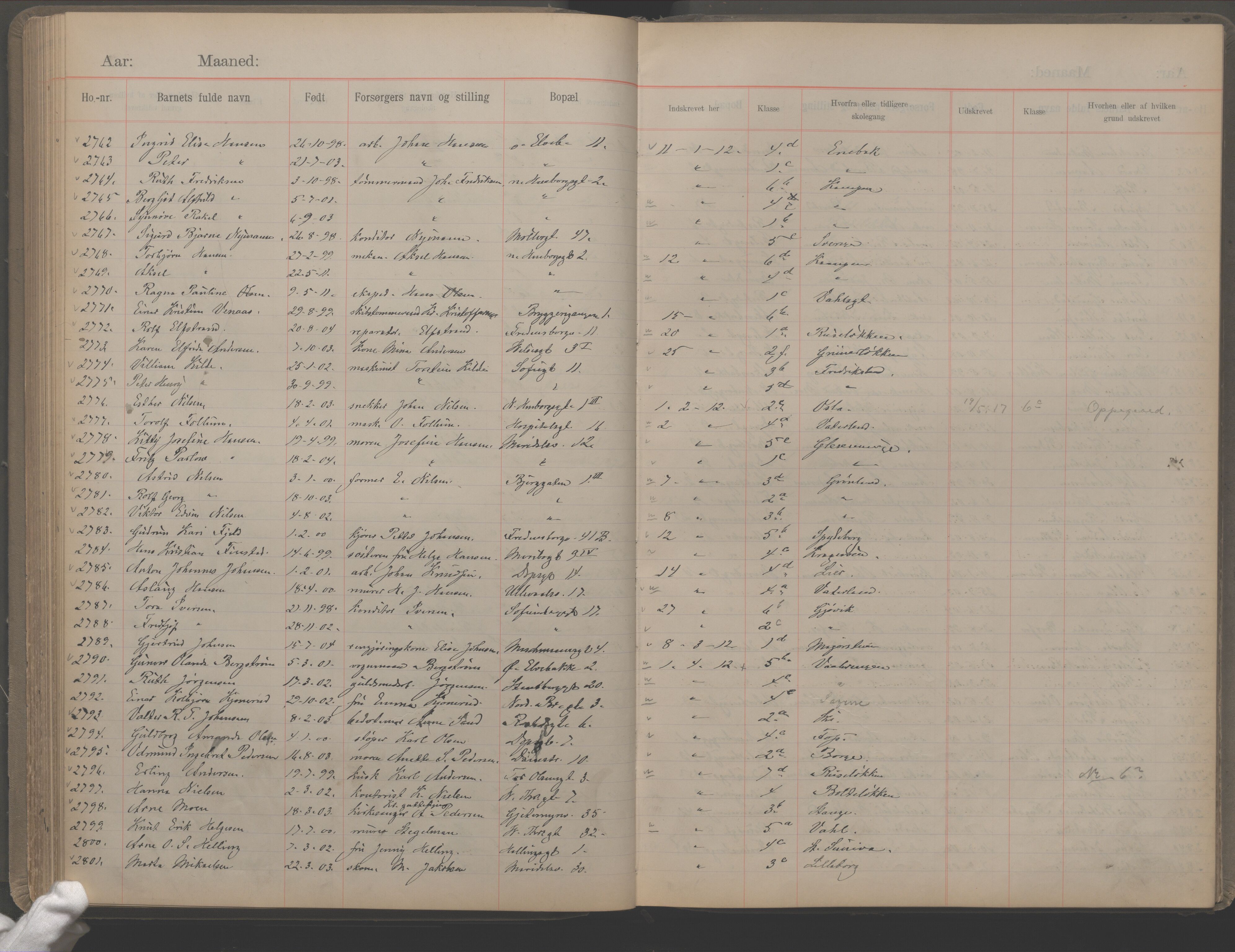 Møllergata skole, OBA/A-20129/F/Fa/L0002: Ut-/innskrivningsprotokoll, 1907-1932, s. 74