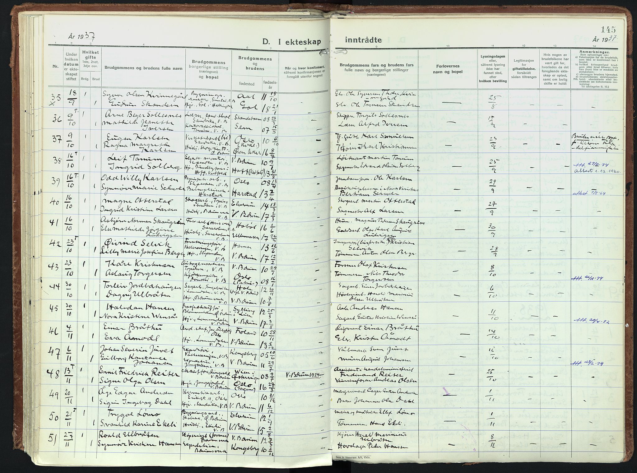 Vestre Bærum prestekontor Kirkebøker, SAO/A-10209a/F/Fa/L0006: Ministerialbok nr. 6, 1931-1947, s. 145