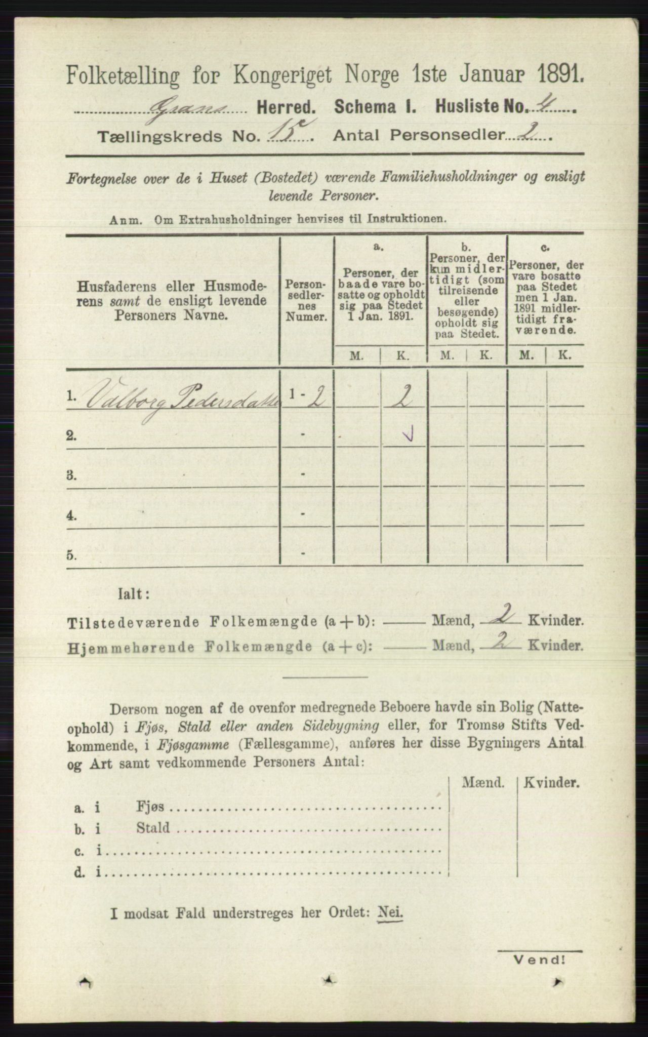 RA, Folketelling 1891 for 0534 Gran herred, 1891, s. 7544