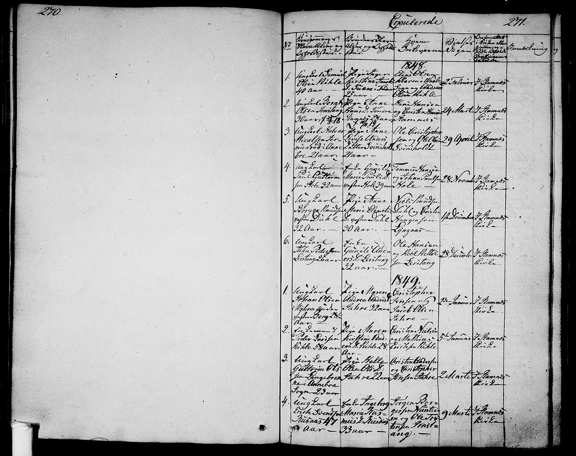 Ramnes kirkebøker, SAKO/A-314/G/Ga/L0002: Klokkerbok nr. I 2, 1848-1870, s. 270-271