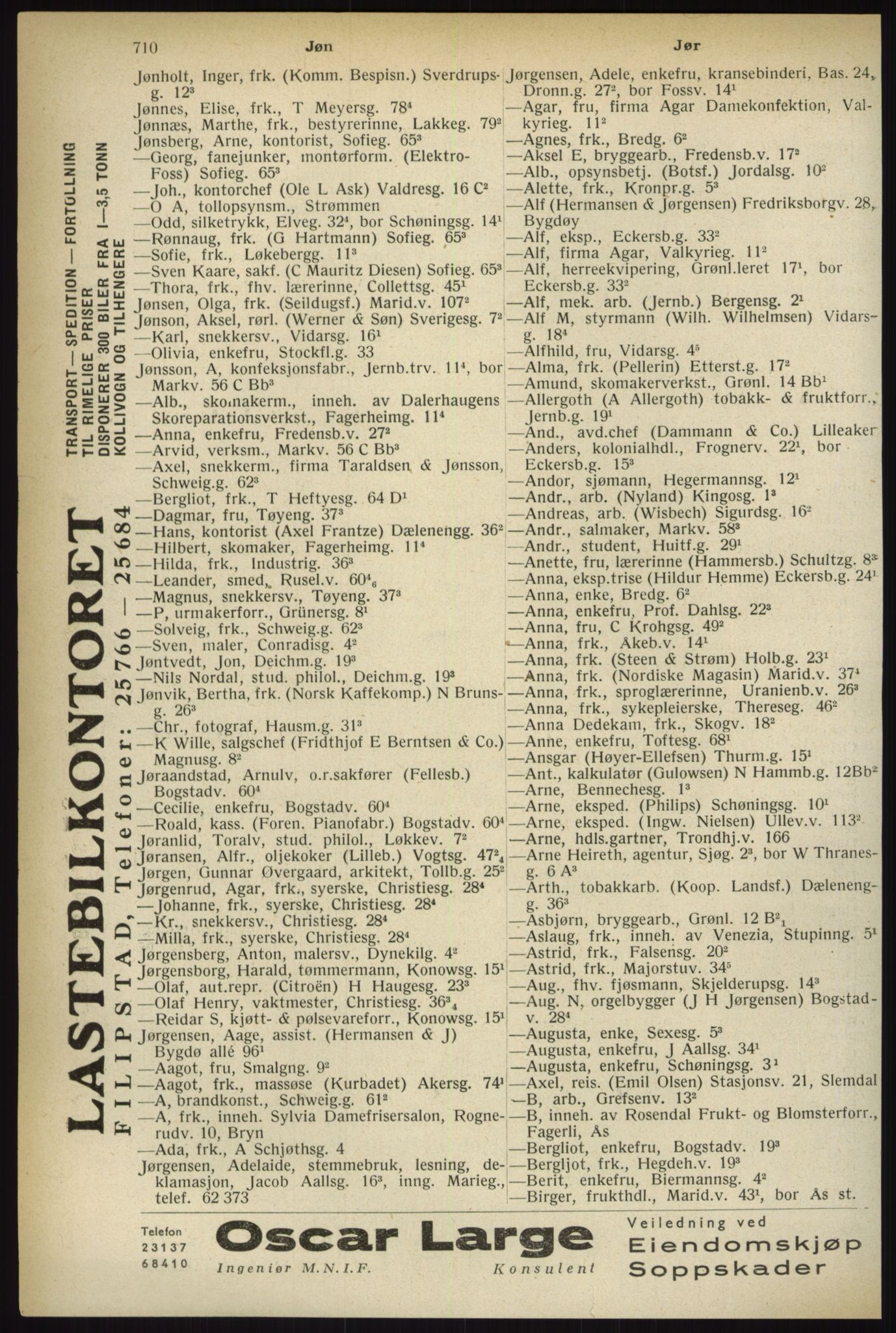 Kristiania/Oslo adressebok, PUBL/-, 1933, s. 710