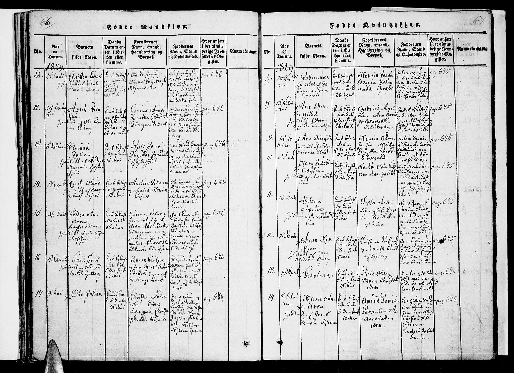 Ministerialprotokoller, klokkerbøker og fødselsregistre - Nordland, SAT/A-1459/863/L0894: Ministerialbok nr. 863A06, 1821-1851, s. 66-67