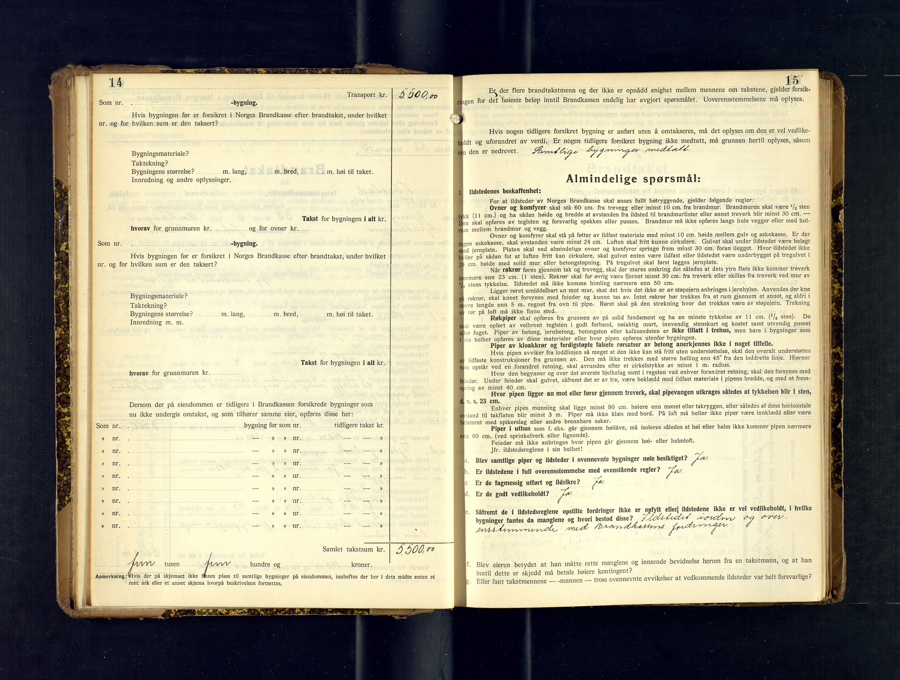 Ibestad lensmannskontor, AV/SATØ-S-1499/F/Fv/Fvh/L0284: Branntakstprotokoller, 1937-1939, s. 14-15