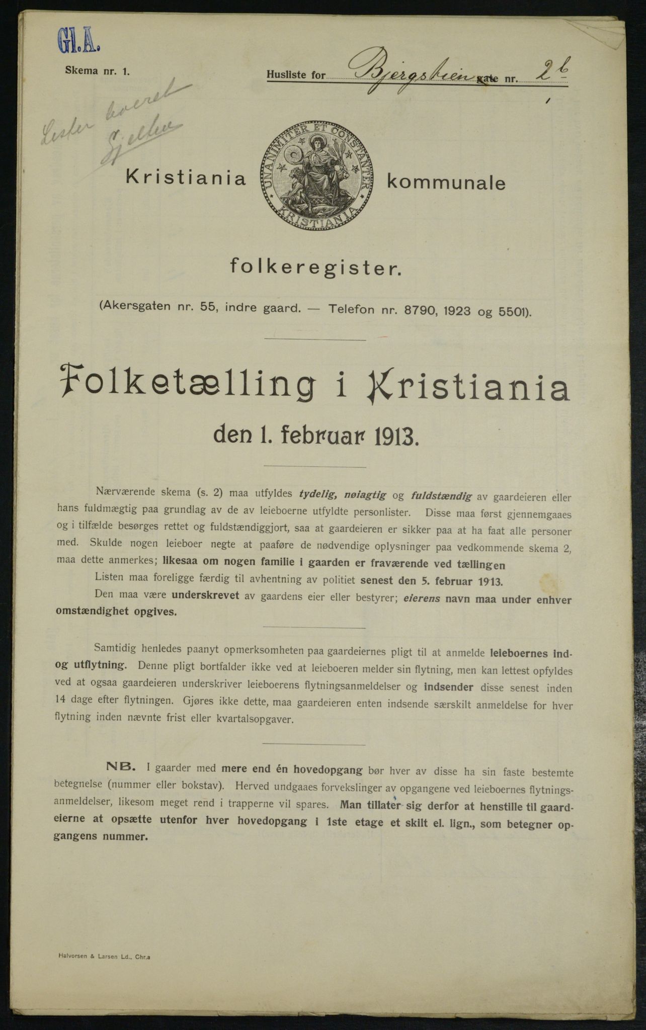 OBA, Kommunal folketelling 1.2.1913 for Kristiania, 1913, s. 4169