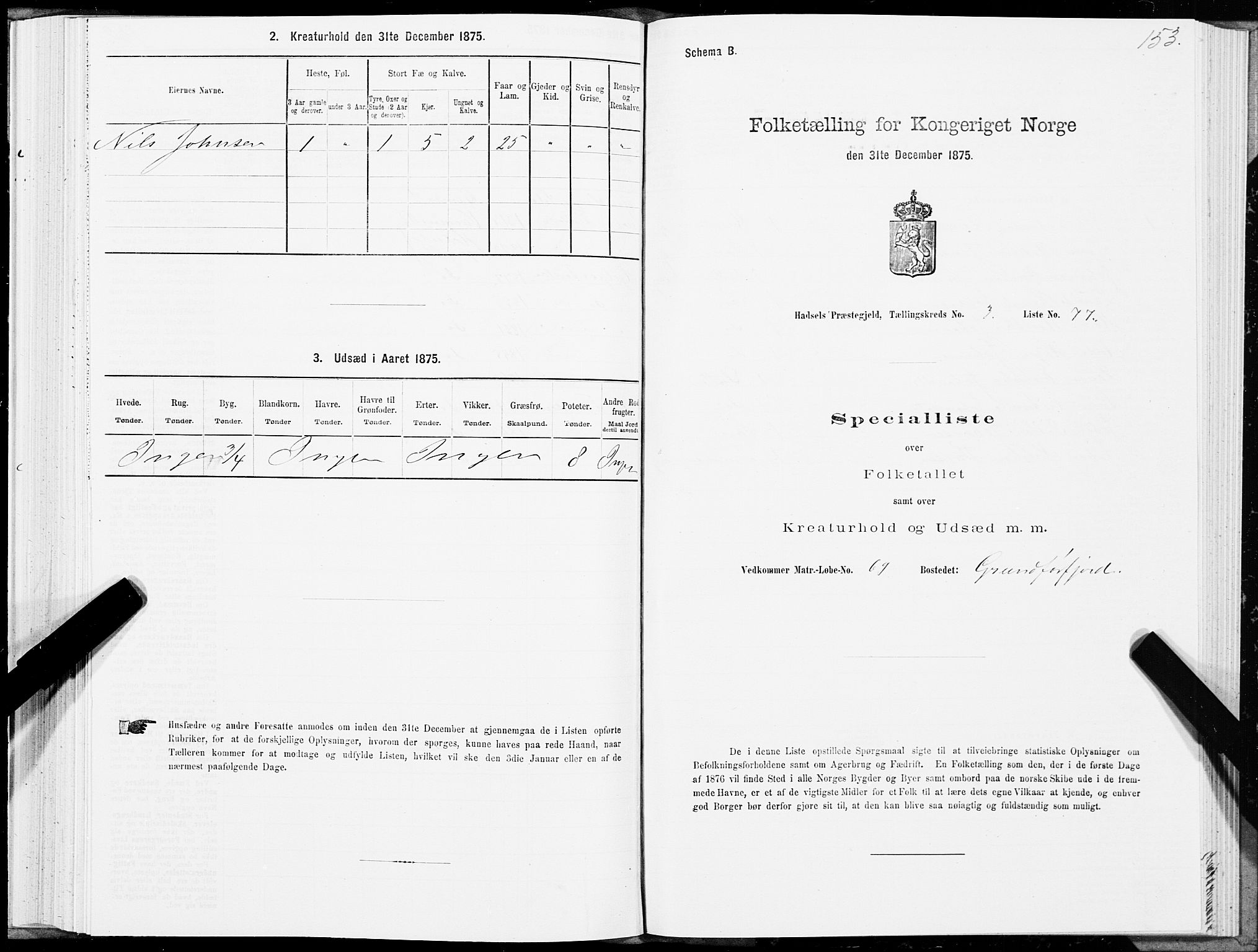 SAT, Folketelling 1875 for 1866P Hadsel prestegjeld, 1875, s. 2153