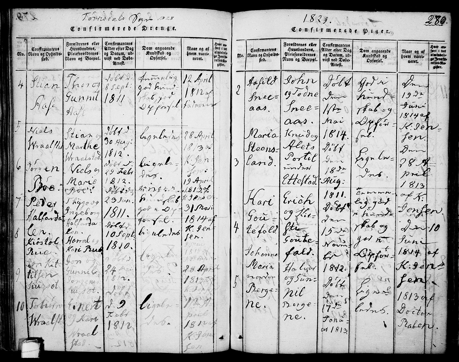 Drangedal kirkebøker, AV/SAKO-A-258/F/Fa/L0005: Ministerialbok nr. 5 /2, 1814-1831, s. 280