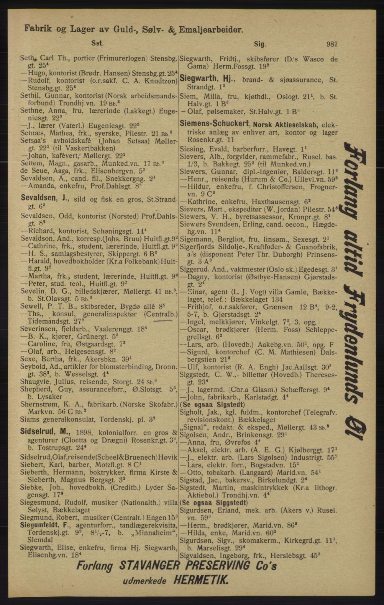 Kristiania/Oslo adressebok, PUBL/-, 1913, s. 999