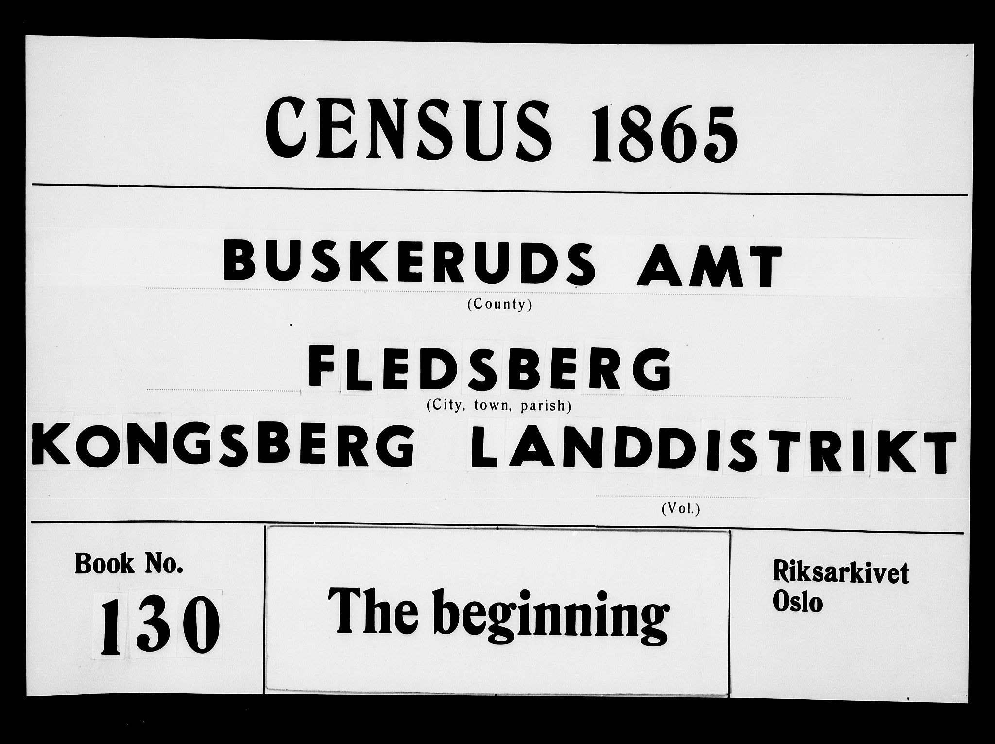 RA, Folketelling 1865 for 0631P Flesberg prestegjeld, 1865, s. 1