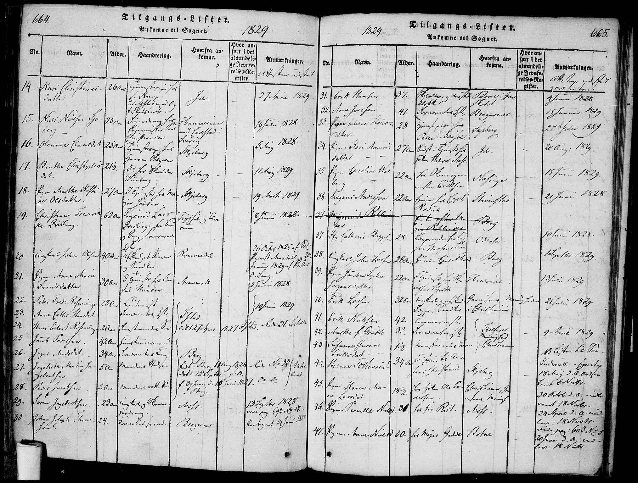 Halden prestekontor Kirkebøker, AV/SAO-A-10909/F/Fa/L0003: Ministerialbok nr. I 3, 1815-1834, s. 664-665
