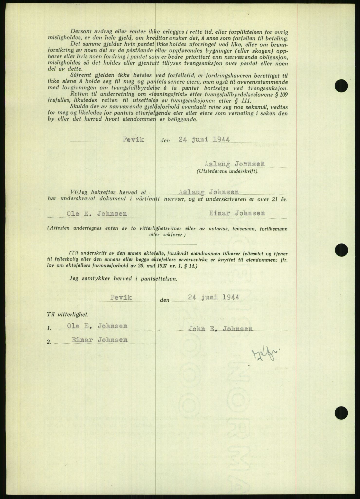 Nedenes sorenskriveri, AV/SAK-1221-0006/G/Gb/Gbb/L0002: Pantebok nr. II, 1942-1945, Dagboknr: 609/1944