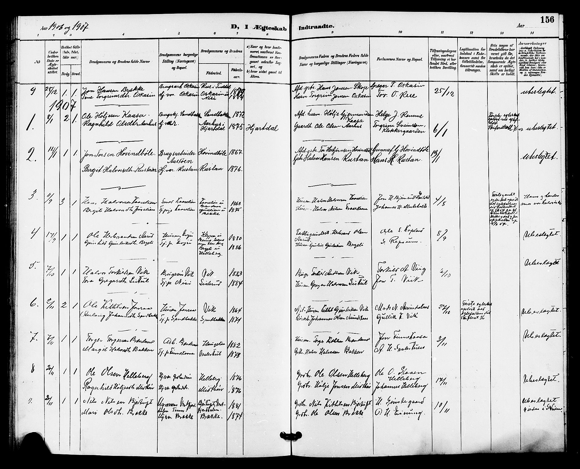Gransherad kirkebøker, AV/SAKO-A-267/G/Ga/L0003: Klokkerbok nr. I 3, 1887-1915, s. 156