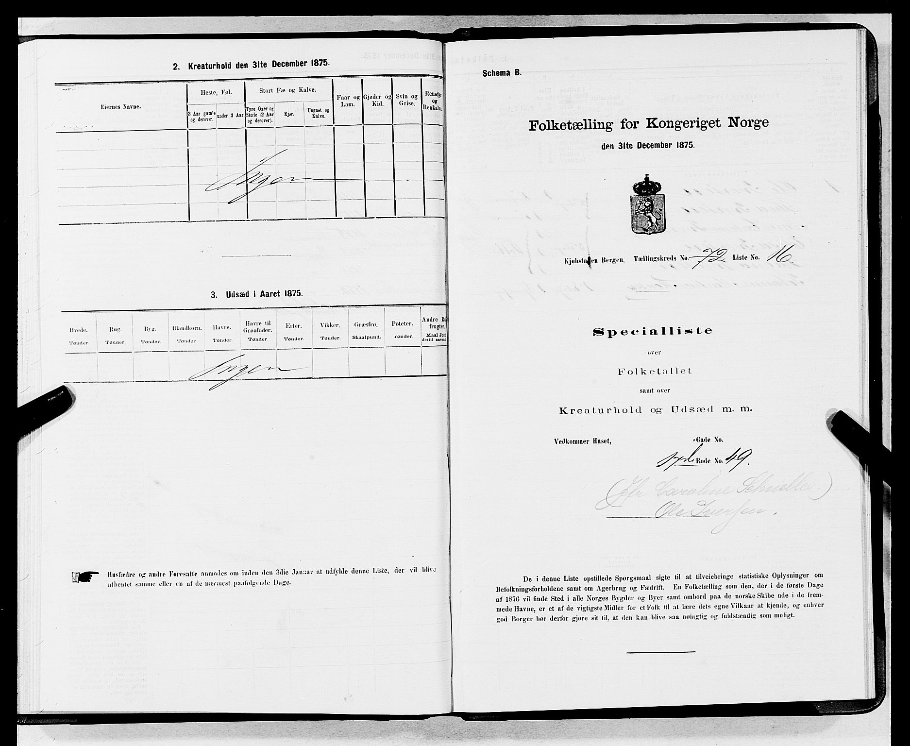 SAB, Folketelling 1875 for 1301 Bergen kjøpstad, 1875, s. 3852