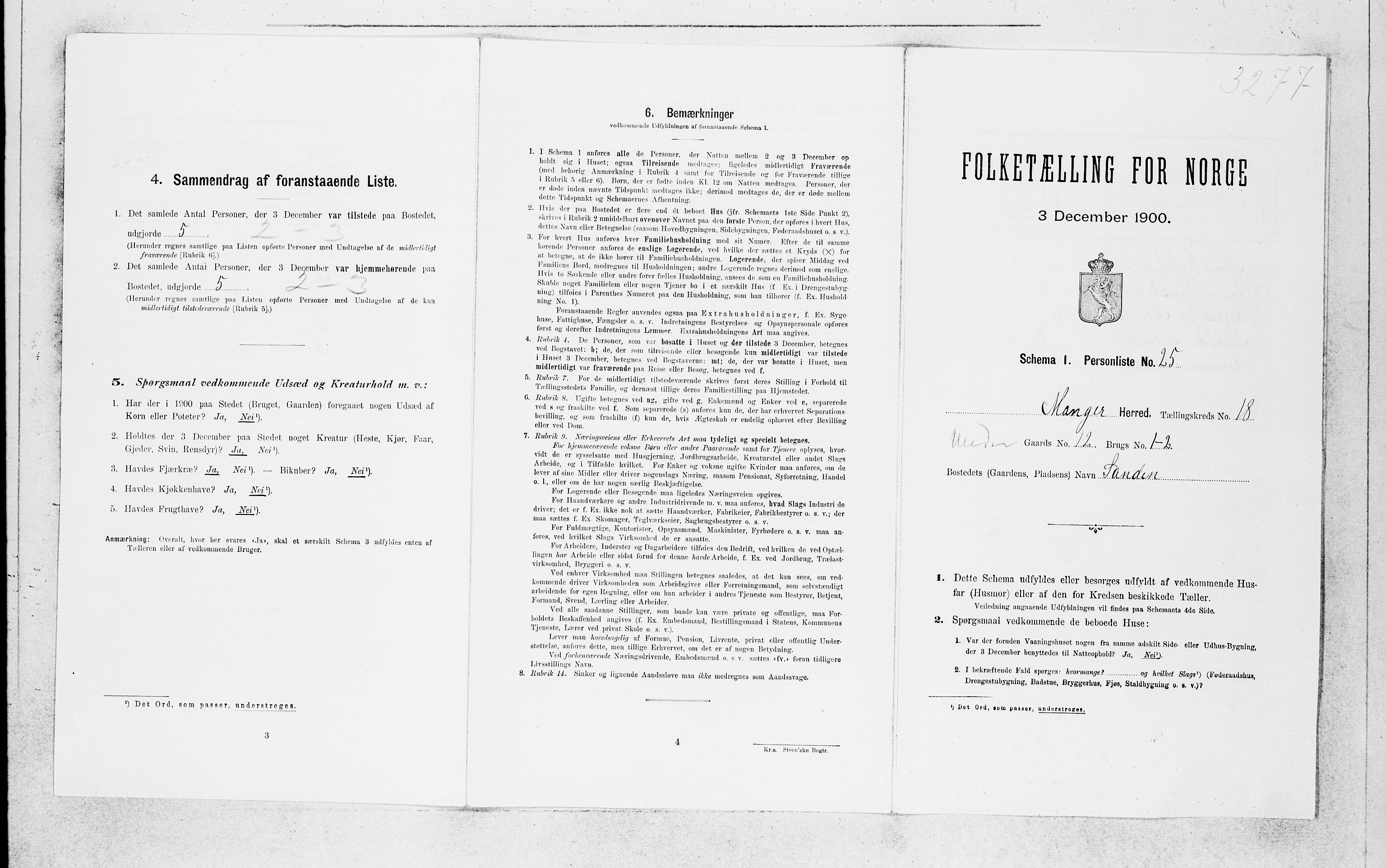 SAB, Folketelling 1900 for 1261 Manger herred, 1900, s. 1743