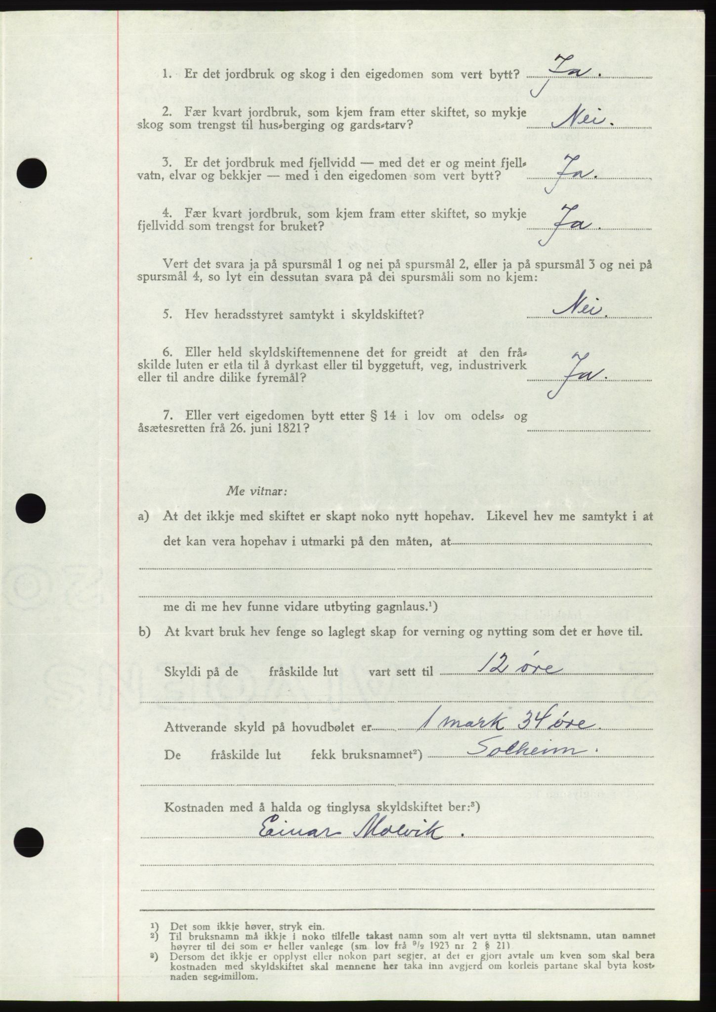 Søre Sunnmøre sorenskriveri, AV/SAT-A-4122/1/2/2C/L0077: Pantebok nr. 3A, 1945-1946, Dagboknr: 527/1945