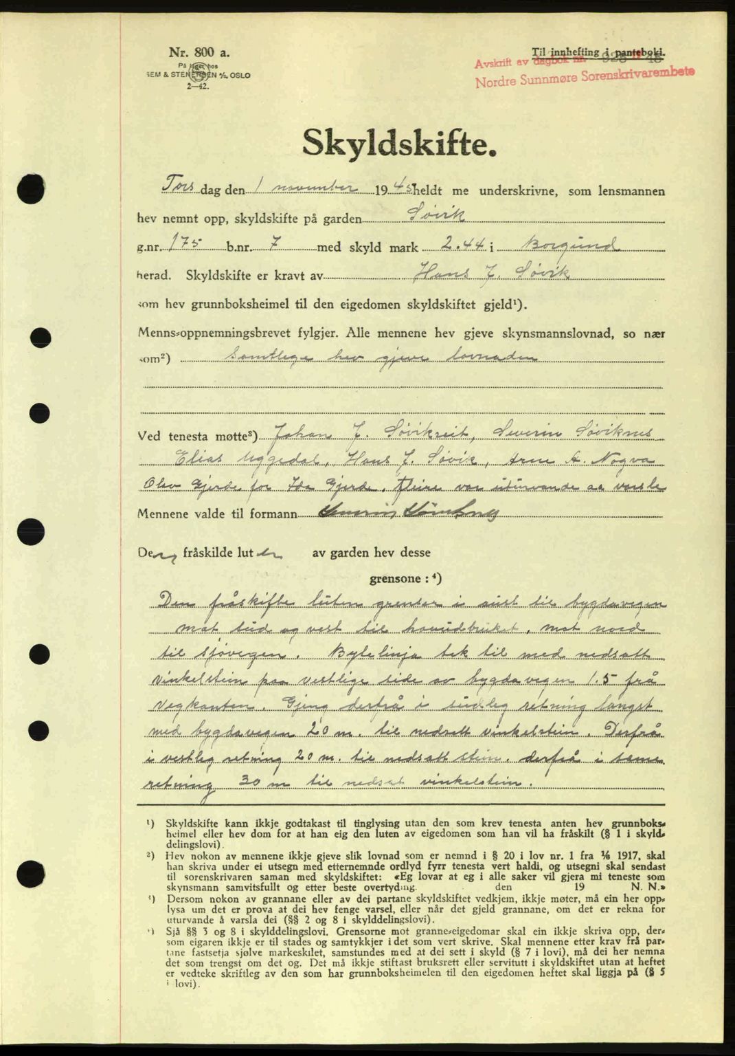 Nordre Sunnmøre sorenskriveri, SAT/A-0006/1/2/2C/2Ca: Pantebok nr. A20a, 1945-1945, Dagboknr: 925/1945