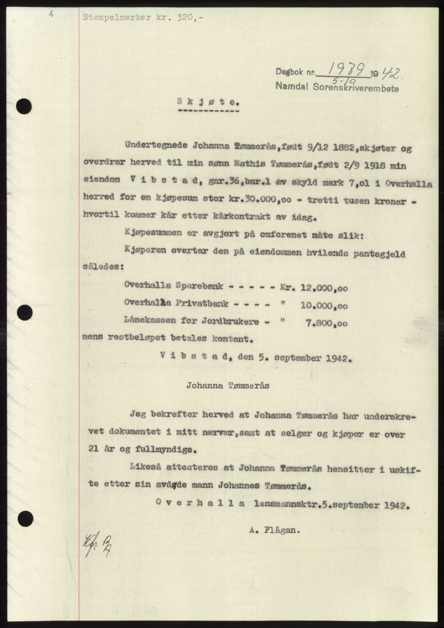 Namdal sorenskriveri, SAT/A-4133/1/2/2C: Pantebok nr. -, 1942-1943, Dagboknr: 1979/1942