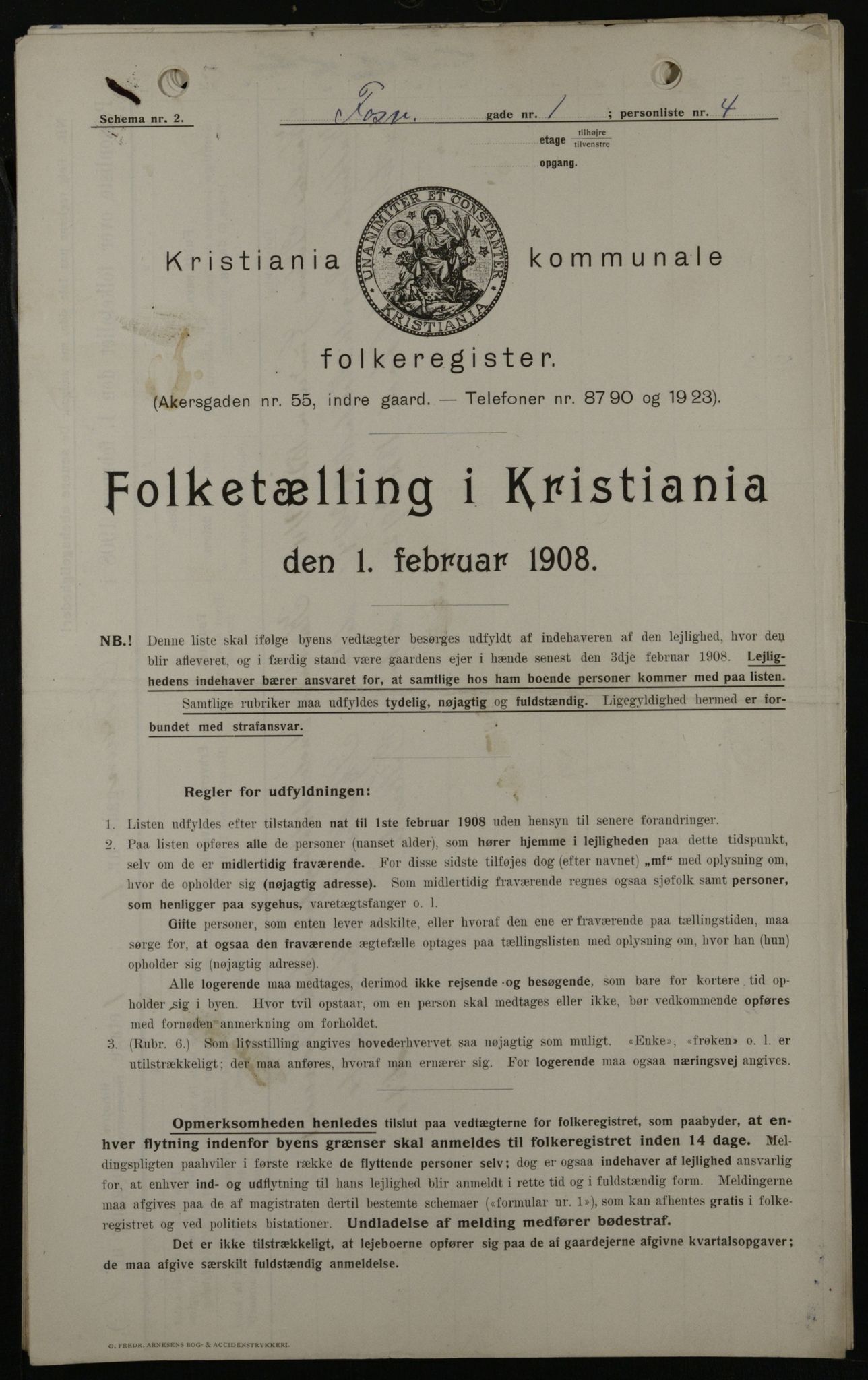 OBA, Kommunal folketelling 1.2.1908 for Kristiania kjøpstad, 1908, s. 22332