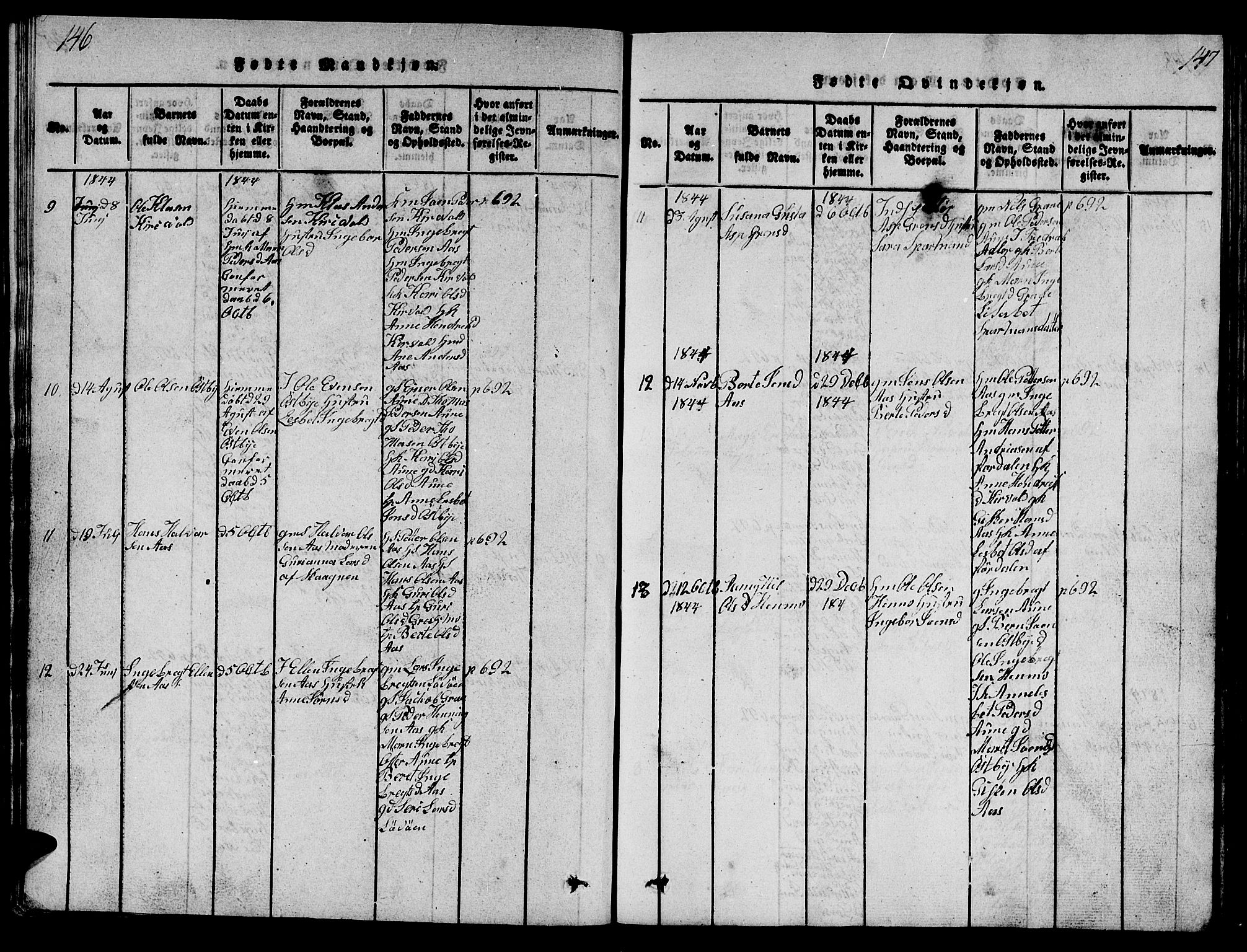Ministerialprotokoller, klokkerbøker og fødselsregistre - Sør-Trøndelag, AV/SAT-A-1456/698/L1164: Klokkerbok nr. 698C01, 1816-1861, s. 146-147
