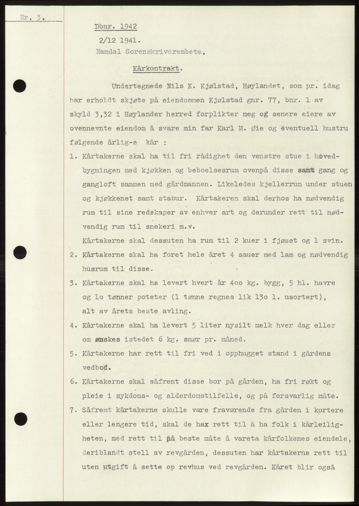 Namdal sorenskriveri, SAT/A-4133/1/2/2C: Pantebok nr. -, 1941-1942, Dagboknr: 1942/1941