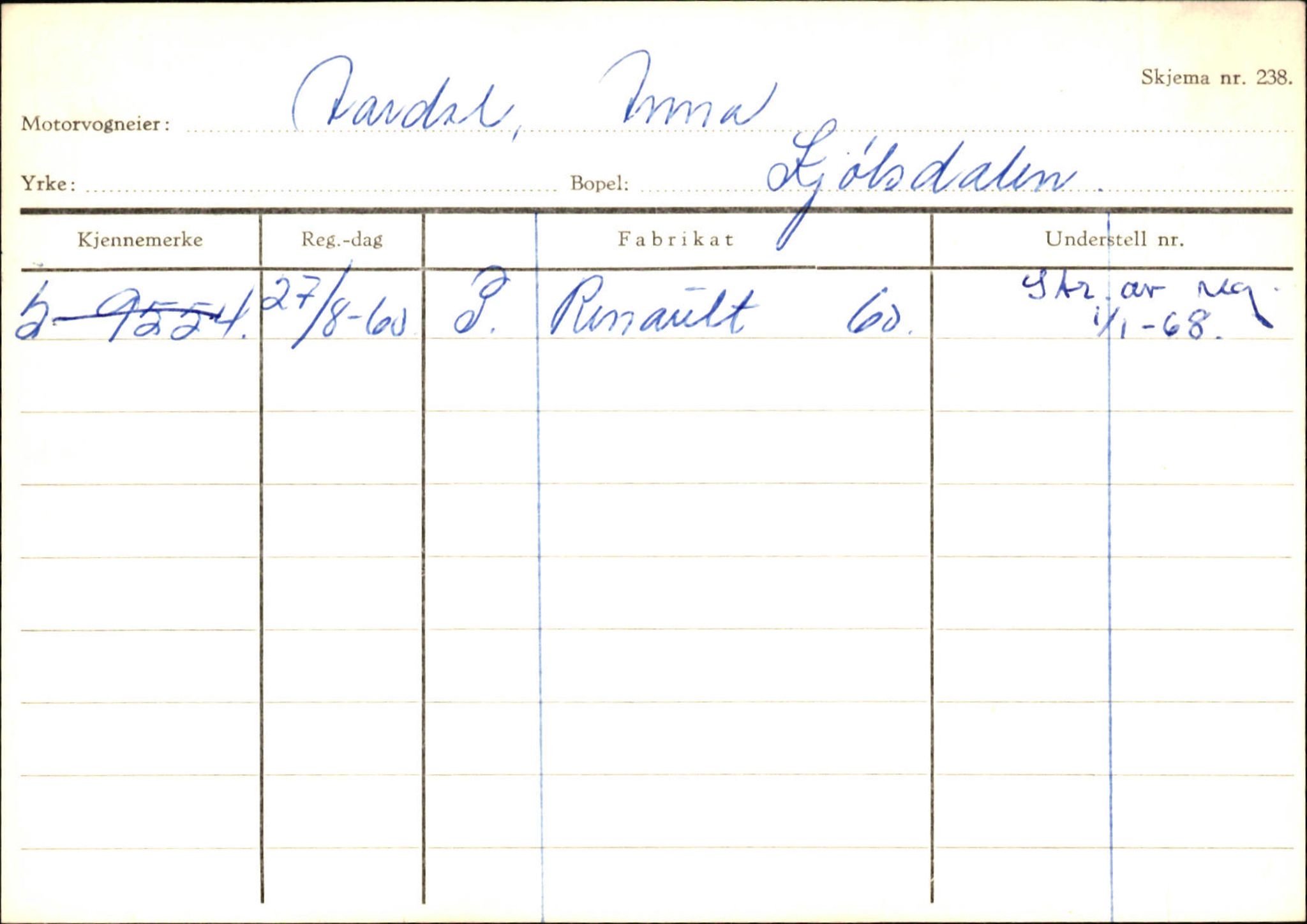 Statens vegvesen, Sogn og Fjordane vegkontor, AV/SAB-A-5301/4/F/L0130: Eigarregister Eid T-Å. Høyanger A-O, 1945-1975, s. 289