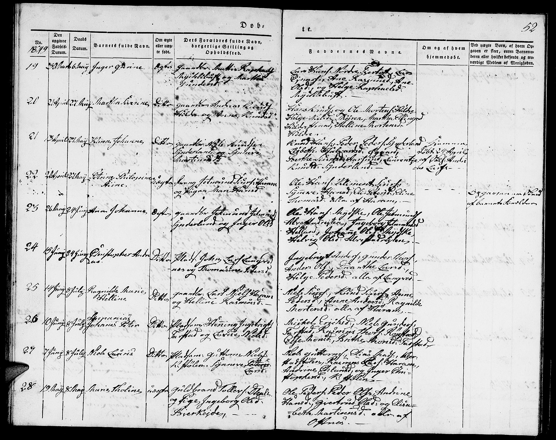Ministerialprotokoller, klokkerbøker og fødselsregistre - Møre og Romsdal, AV/SAT-A-1454/536/L0507: Klokkerbok nr. 536C02, 1839-1859, s. 52