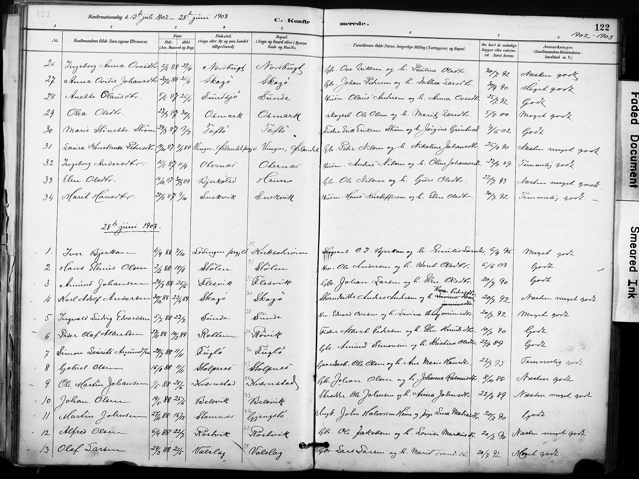 Ministerialprotokoller, klokkerbøker og fødselsregistre - Sør-Trøndelag, AV/SAT-A-1456/633/L0518: Ministerialbok nr. 633A01, 1884-1906, s. 122