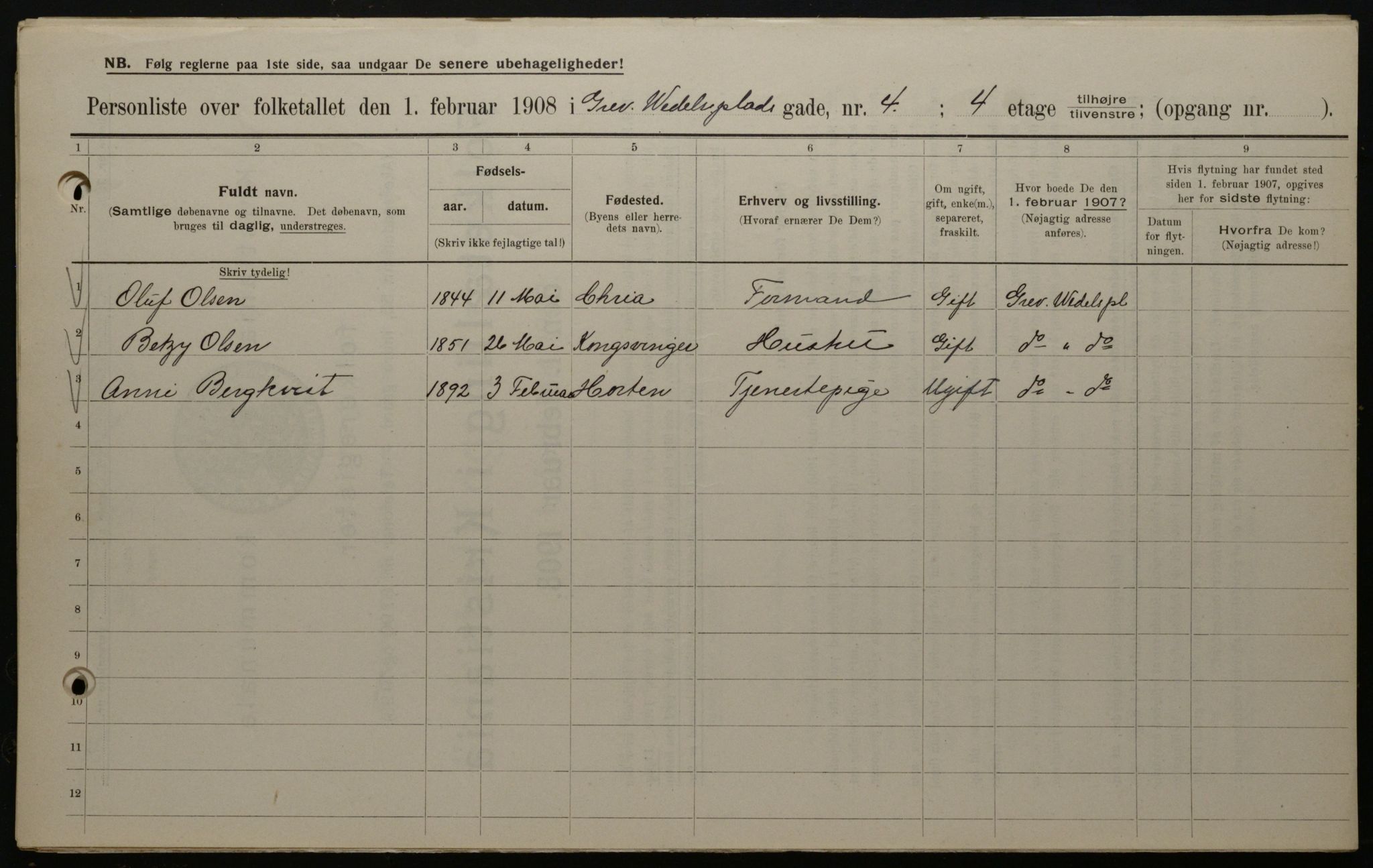 OBA, Kommunal folketelling 1.2.1908 for Kristiania kjøpstad, 1908, s. 26903