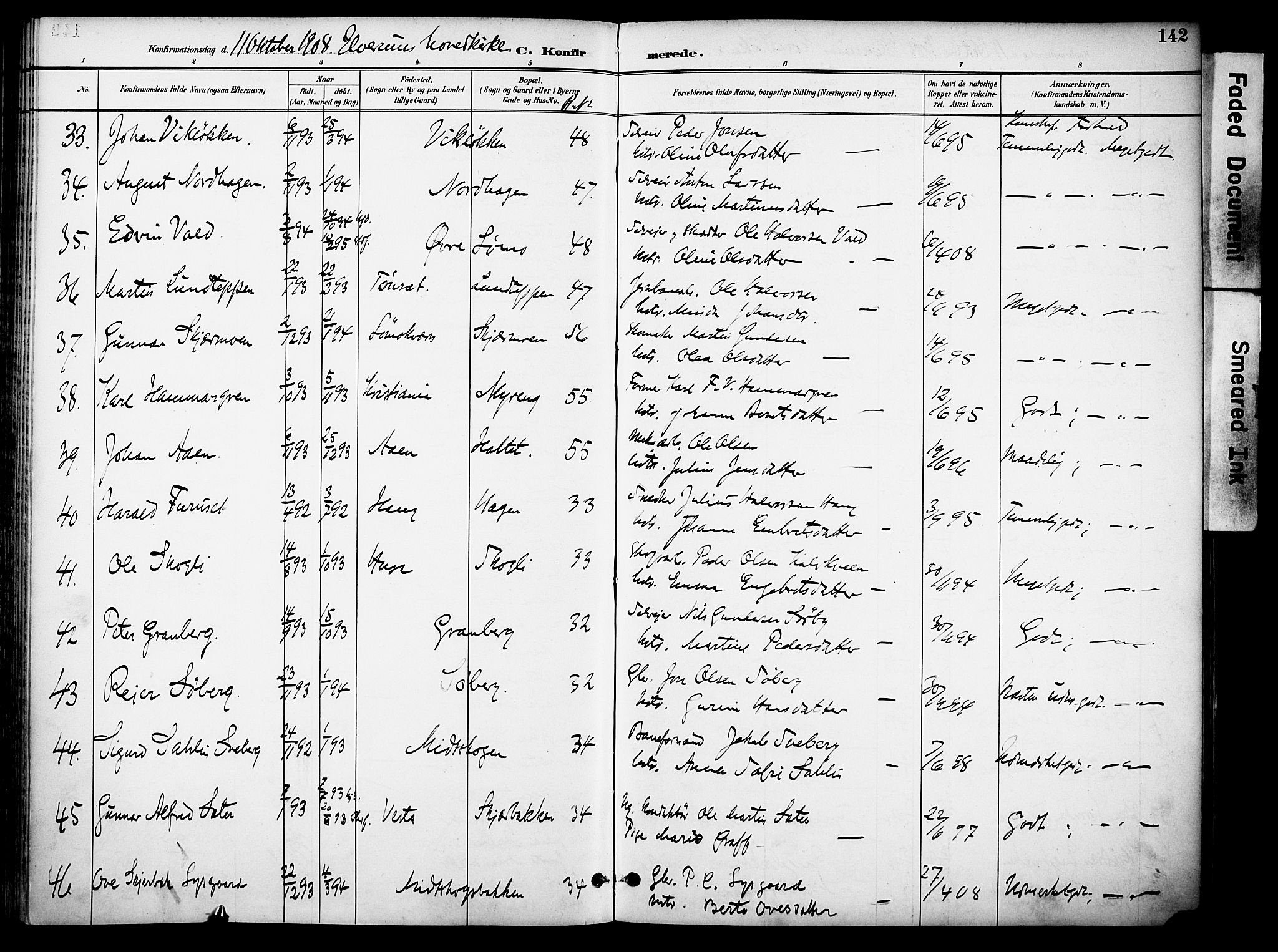 Elverum prestekontor, AV/SAH-PREST-044/H/Ha/Haa/L0015: Ministerialbok nr. 15, 1893-1913, s. 142